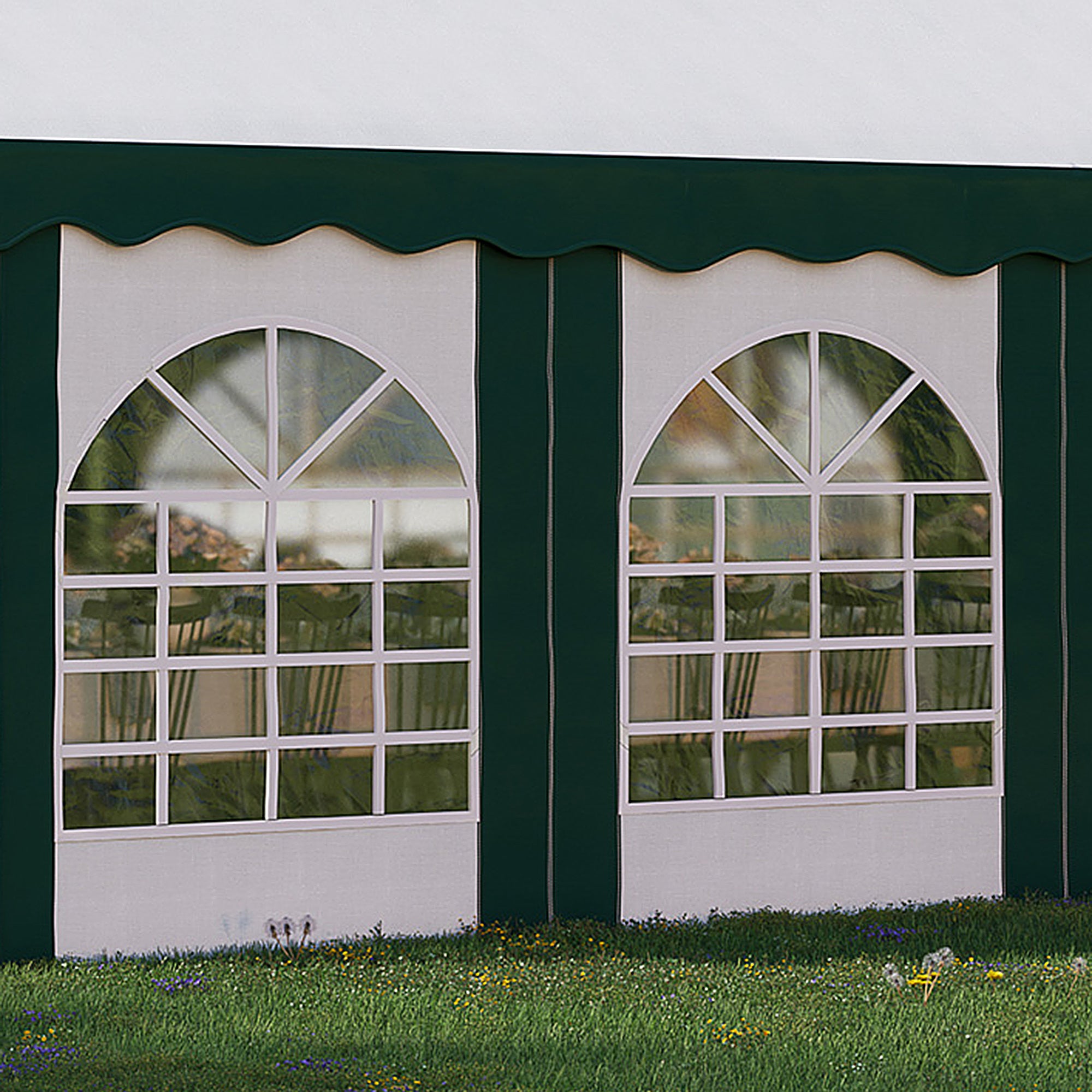 Outsunny 8 x 4m Garden Gazebo with Sides, Galvanised Marquee Party Tent with Eight Windows and Double Doors, for Parties, Wedding and Events