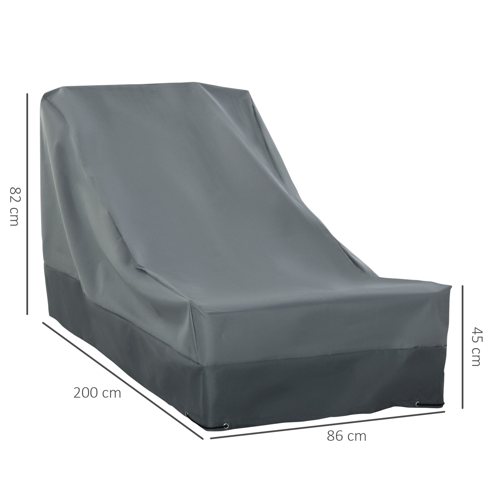 Outsunny Rectangular Patio Furniture Cover for Chairs Water UV Resistant Protection 600D Oxford Fabric Rattan Lounge Clean Cover, 200 x 86 x 82cm - North Peak Garden Furniture