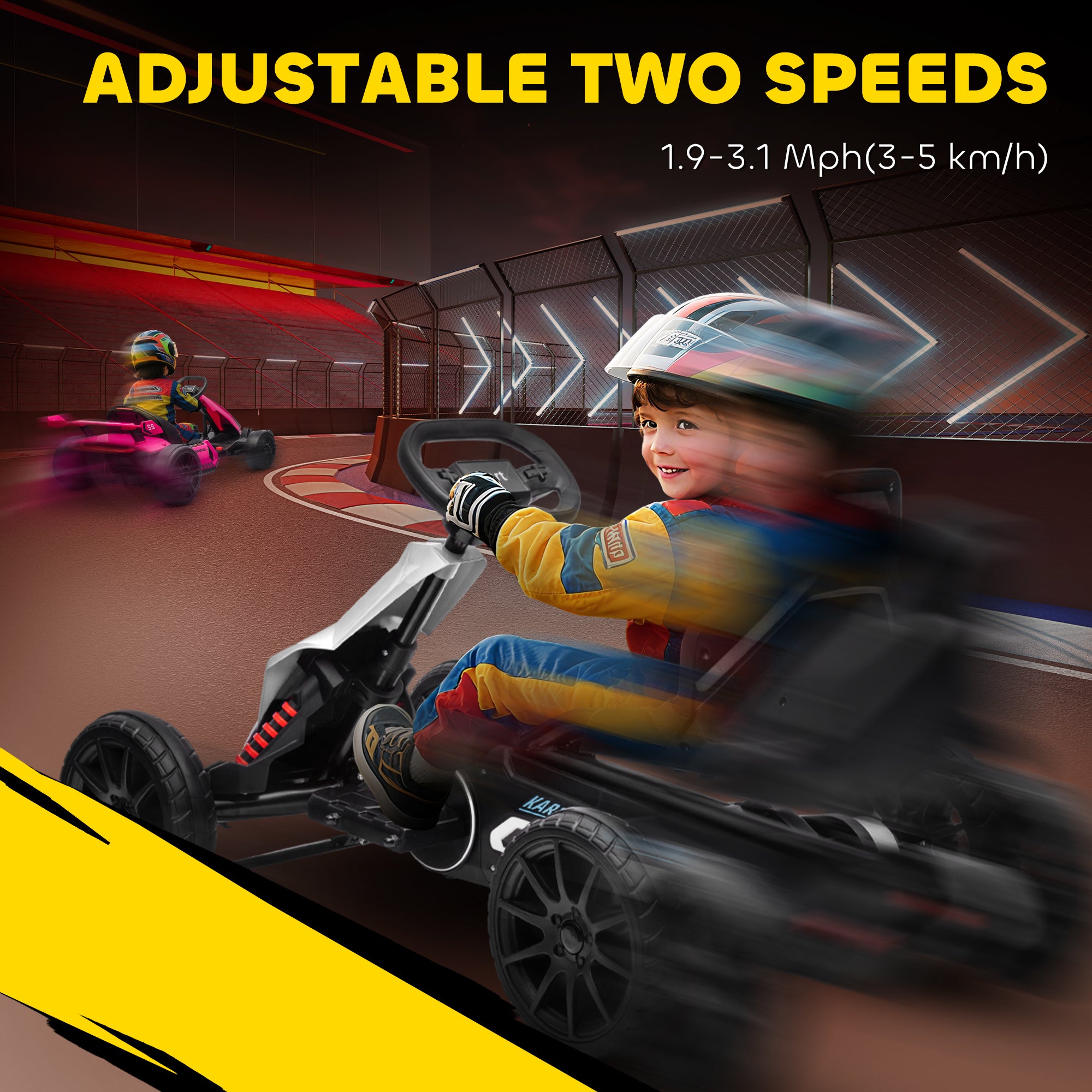 HOMCOM 12V Electric Go Kart for Kids, Ride-On Racing Go Kart with Forward Reversing, Rechargeable Battery, 2 Speeds, for Boys Girls Aged 3-8 Years Old - White