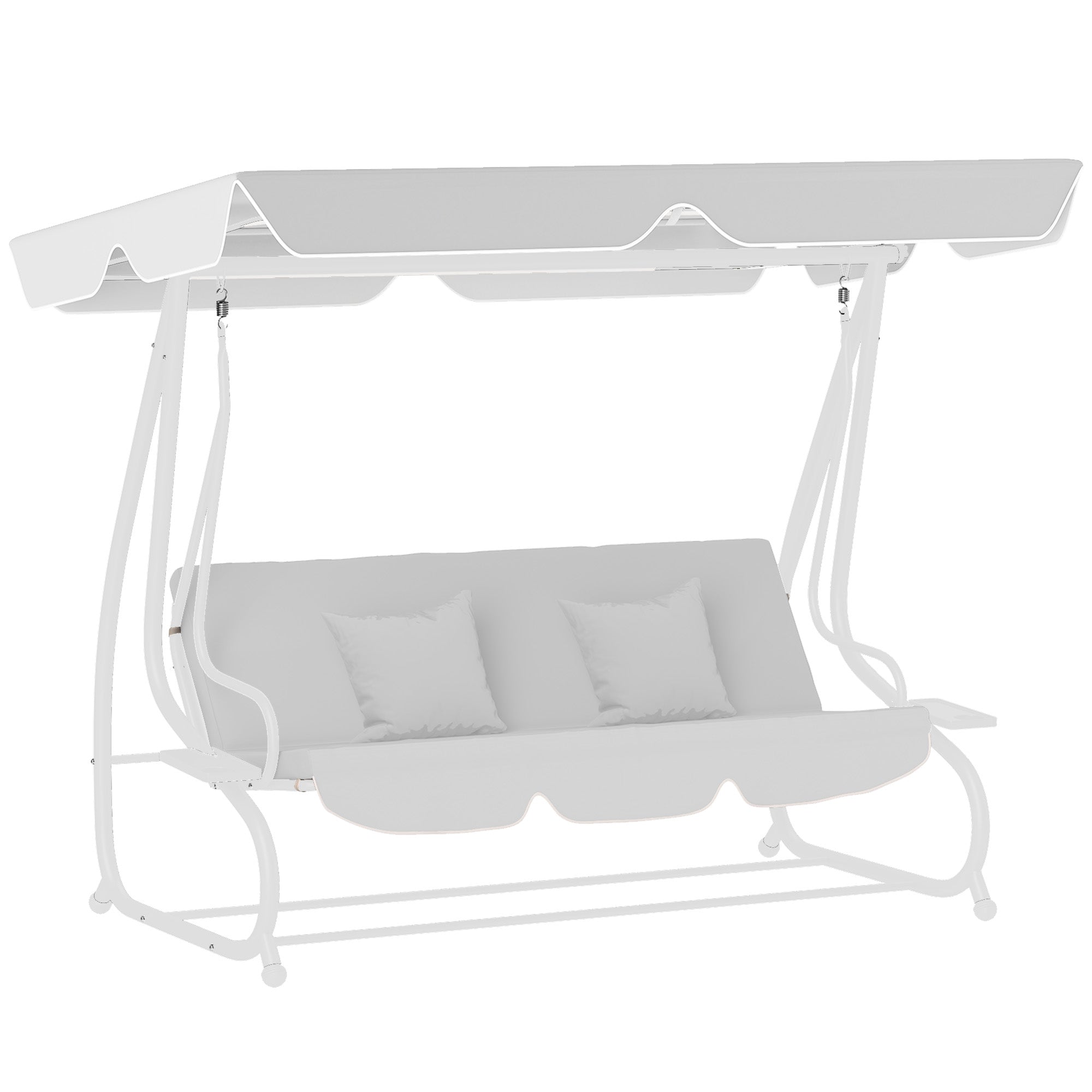 Outsunny Garden Swing Canopy Replacement 3 Seater, Waterproof Garden Swing Seat Canopy Cover, Windproof Anti-UV Sun Shade (Canopy Only) for Patio, Balcony, Light Grey