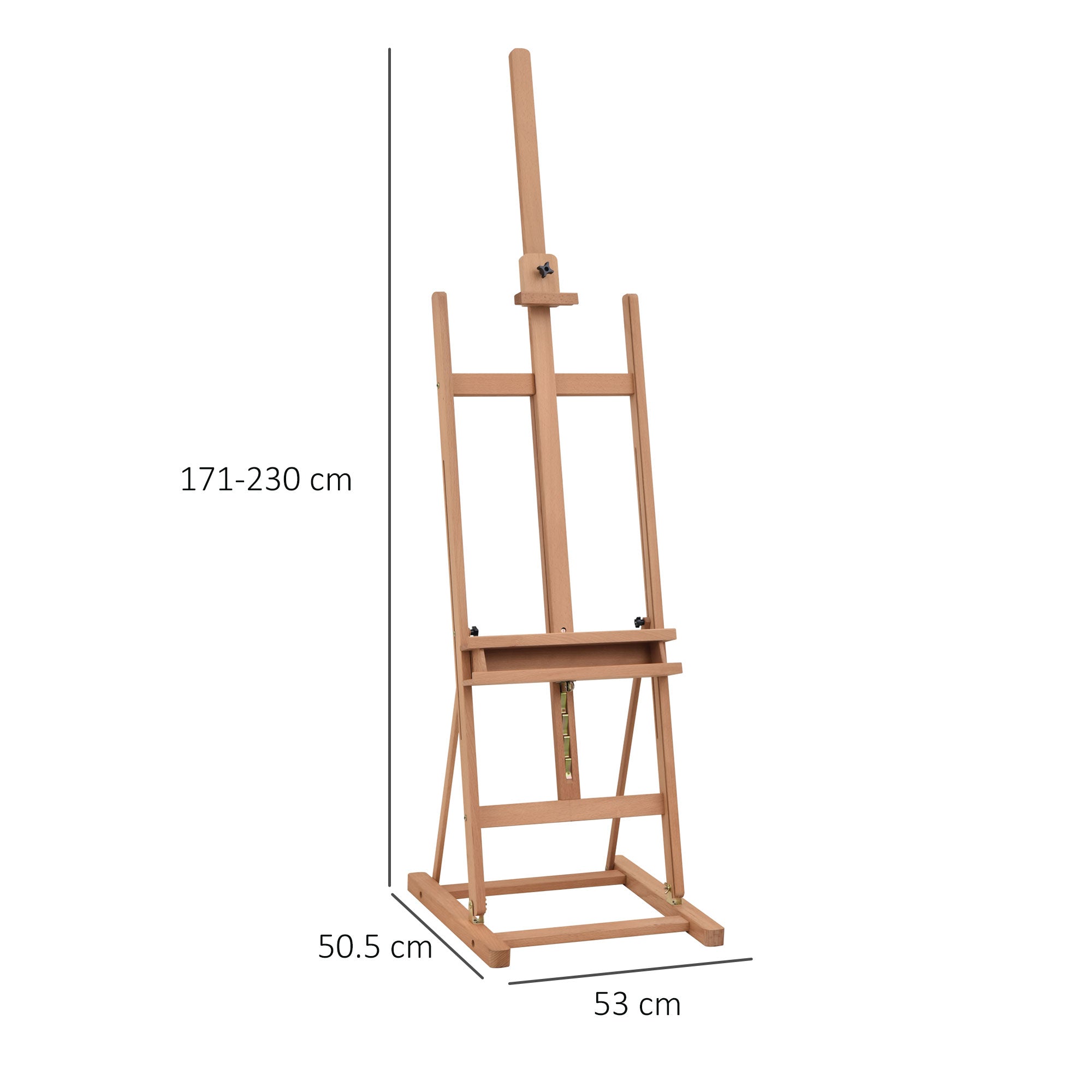 Vinsetto Wooden Easel Stand H-Frame Artist Easel with 171-230cm Adjustable Height and 0-80° Working Angles Beech Wood Art Easel for Displaying Painting Wedding Sign Nature Wood Finish - North Peak Garden Furniture