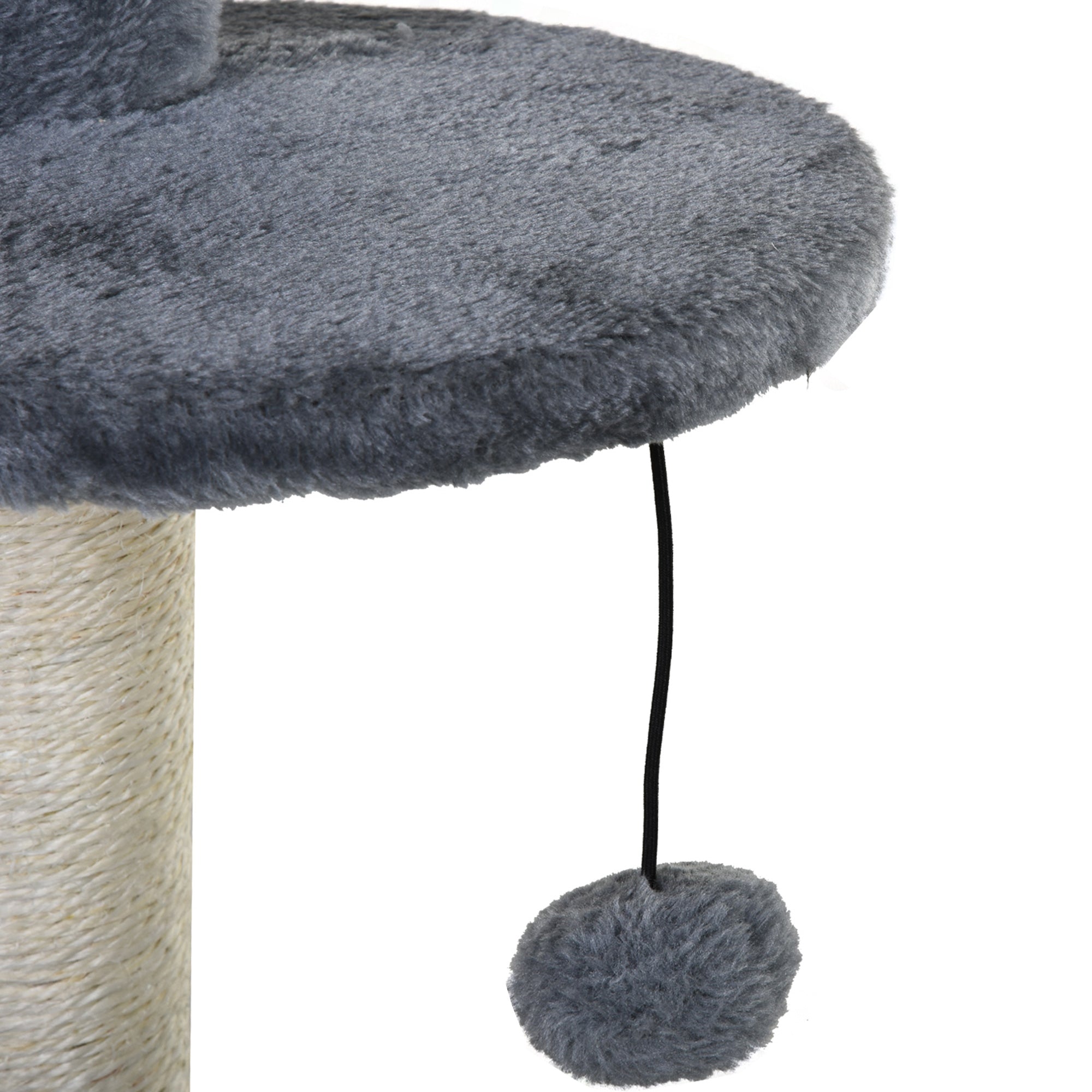 PawHut Cat Tree Tower: Multi-Activity Centre with Perch, House, Scratching Post, Play Ball & Rest Area, Grey & White