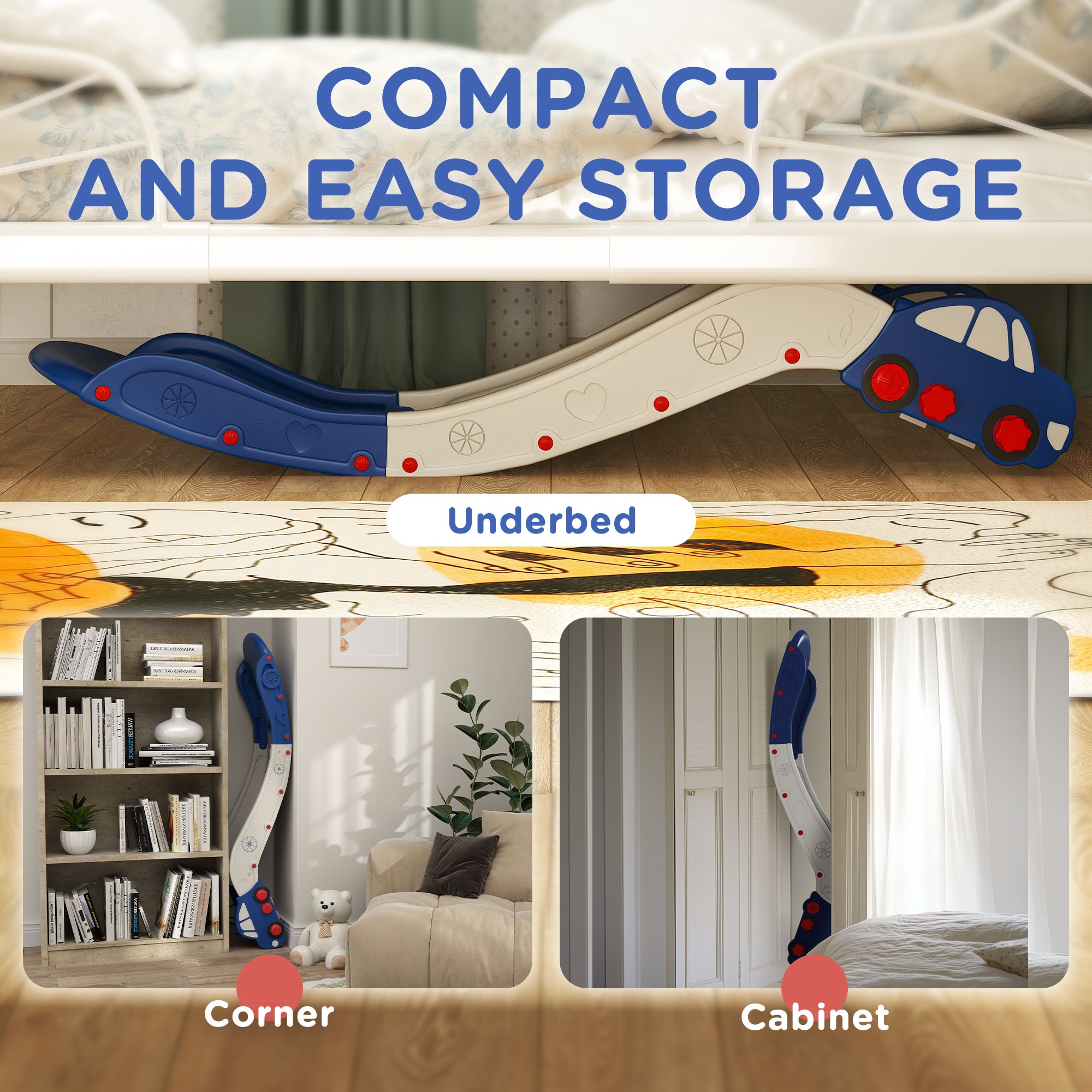 AIYAPLAY Kids Slide for Couch, Bed, Sofa, Easy to Assemble, Blue - North Peak Garden Furniture