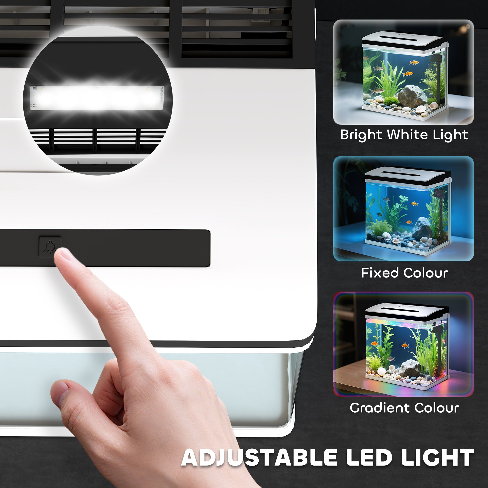 PawHut 28L Glass Aquarium Fish Tank with Filter, LED Lighting, for Betta, Guppy, Mini Parrot Fish, Shrimp, 38 x 26 x 39.5cm - North Peak Garden Furniture
