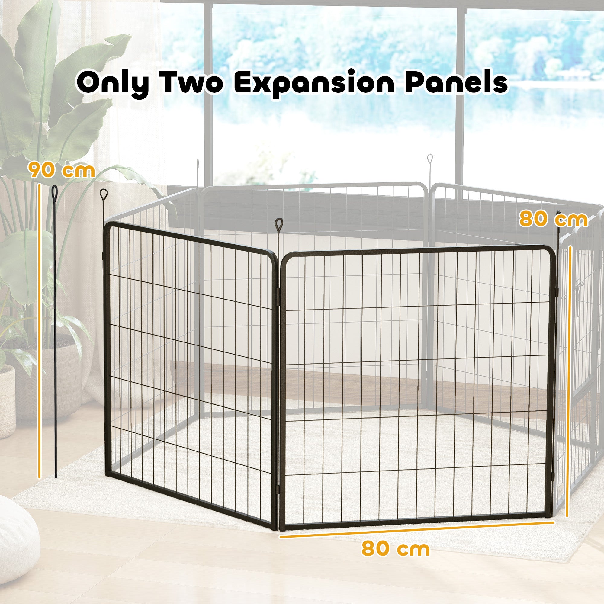 PawHut 2 Piece Dog Pen Expansion Pack for 80cm High Pet Playpen with 3 Stakes, for Small and Medium Dogs - North Peak Garden Furniture