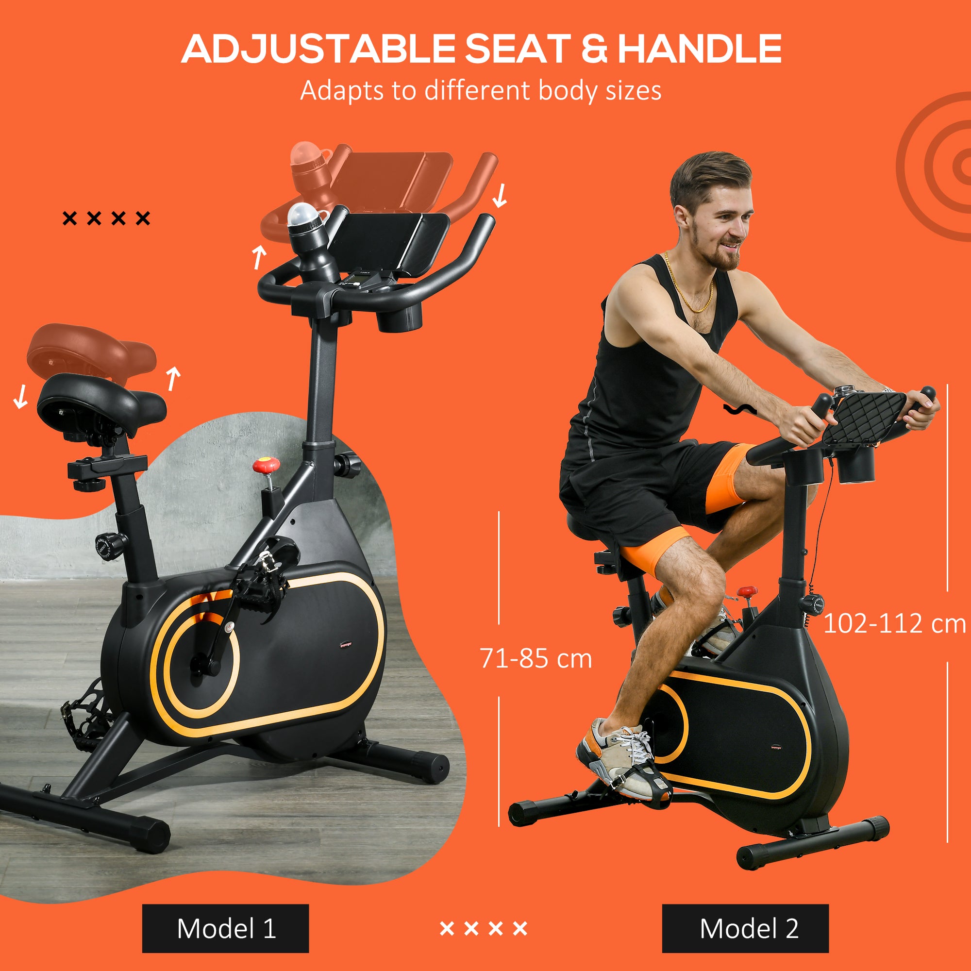 SPORTNOW Magnetic Indoor Cycling Bike, Exercise Bike with Silent Flywheel, LCD Display, Tablet Holder, Comfortable Seat - North Peak Garden Furniture
