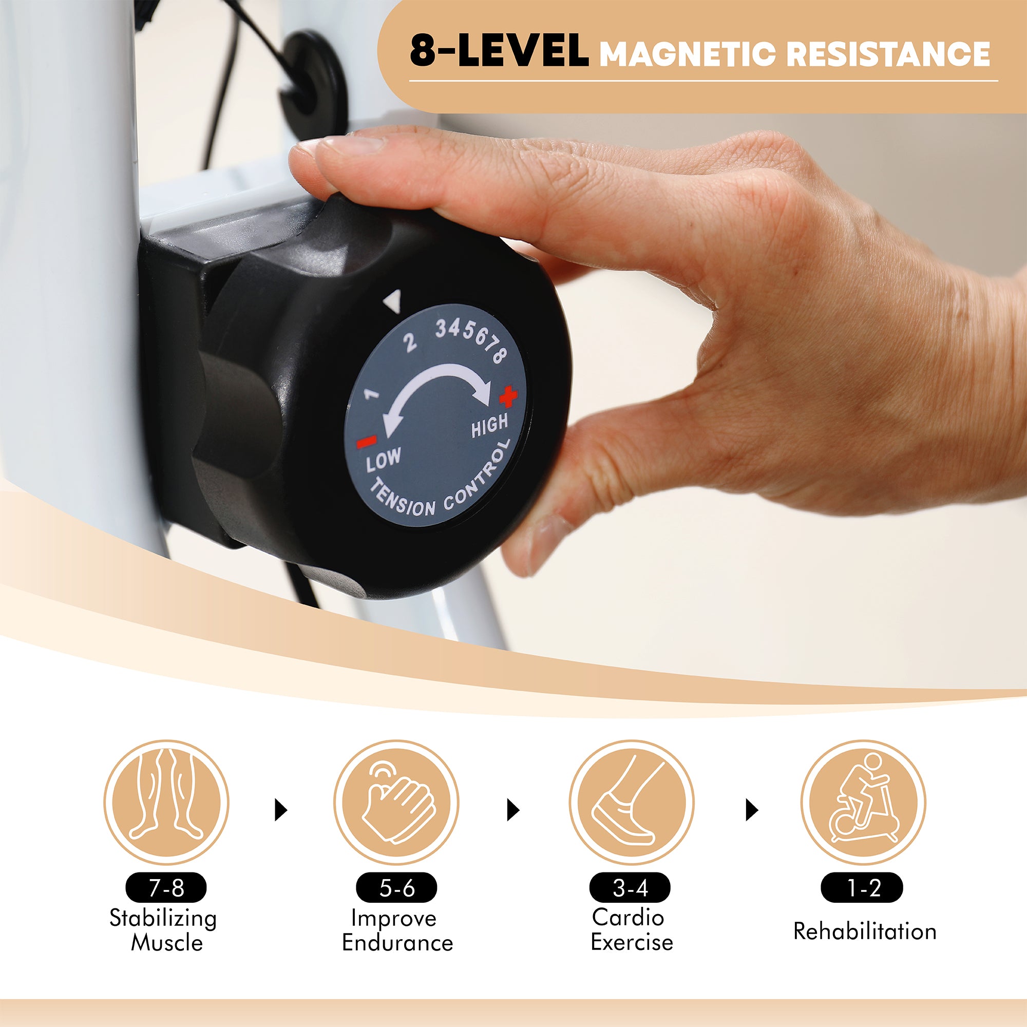 SPORTNOW Folding and Quiet Exercise Bike with 8-Level Magnetic Resistance and Heart Rate Sensor, for Home Gym, Black and White - North Peak Garden Furniture