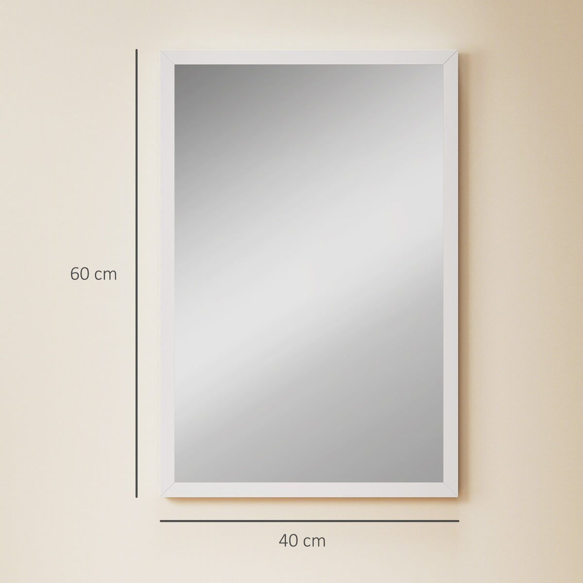 HOMCOM Wall Bathroom Mirror, 60 x 40 cm Wall-Mounted Mirror for Living Room, Bedroom, Hallway, White