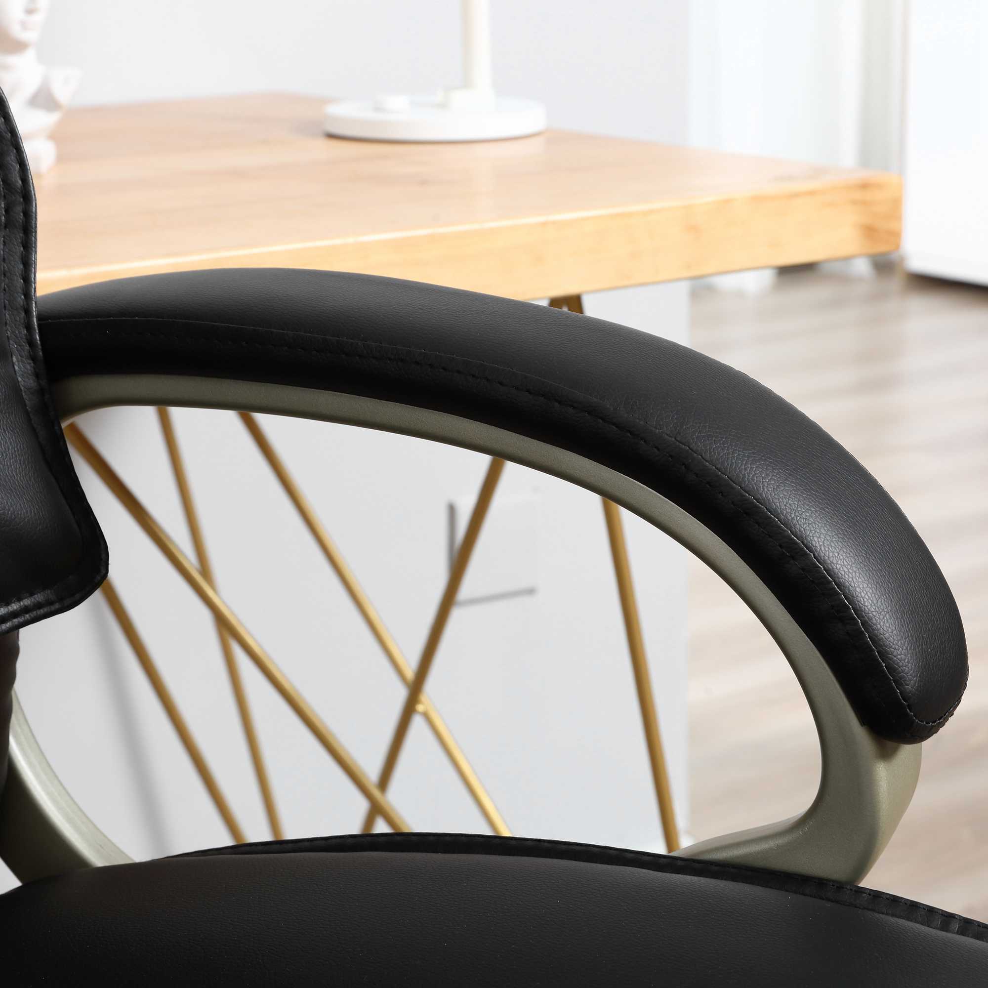 HOMCOM Home Office Chair High Back Computer Desk Chair with Faux Leather Adjustable Height Rocking Function Black - North Peak Garden Furniture