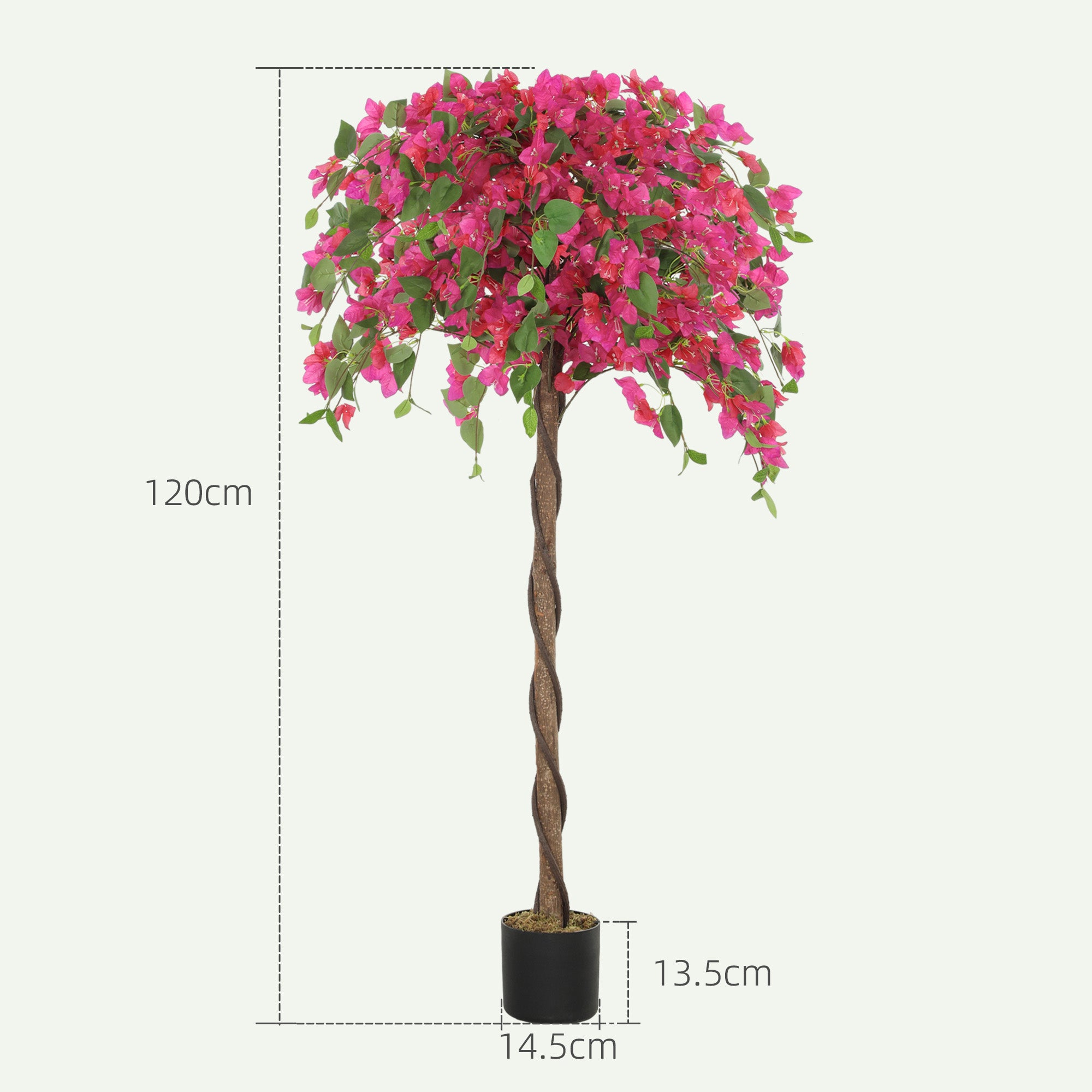 HOMCOM Set of 2 Decorative Artificial Plants, Murraya Flowers in Pots, Fake Plants for Home Indoor Decor, 120cm, Purple and Red - North Peak Garden Furniture