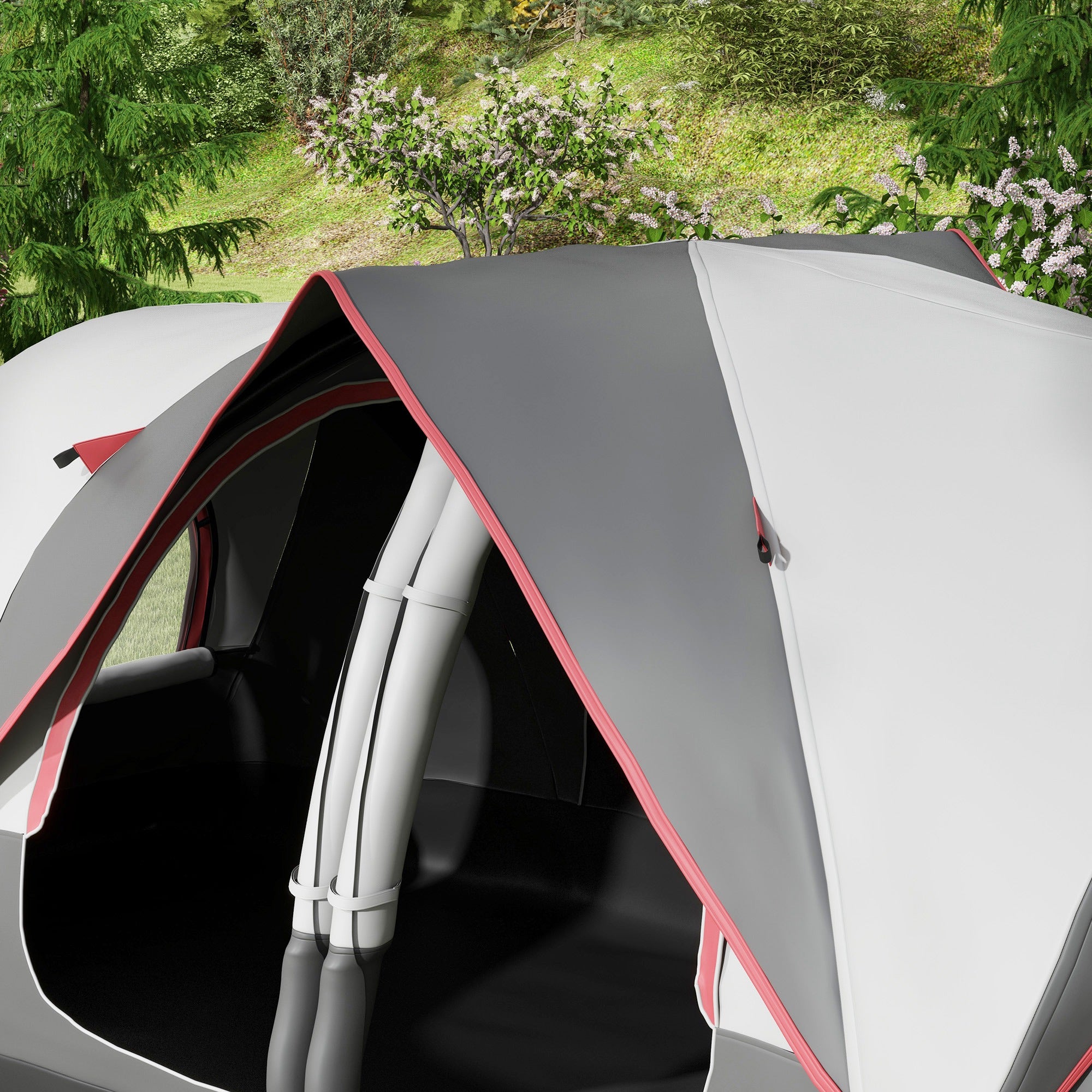Outsunny Camping Tent for 6-8 Man with 2000mm Waterproof Rainfly and Carry Bag for Fishing Hiking Festival, Grey - North Peak Garden Furniture
