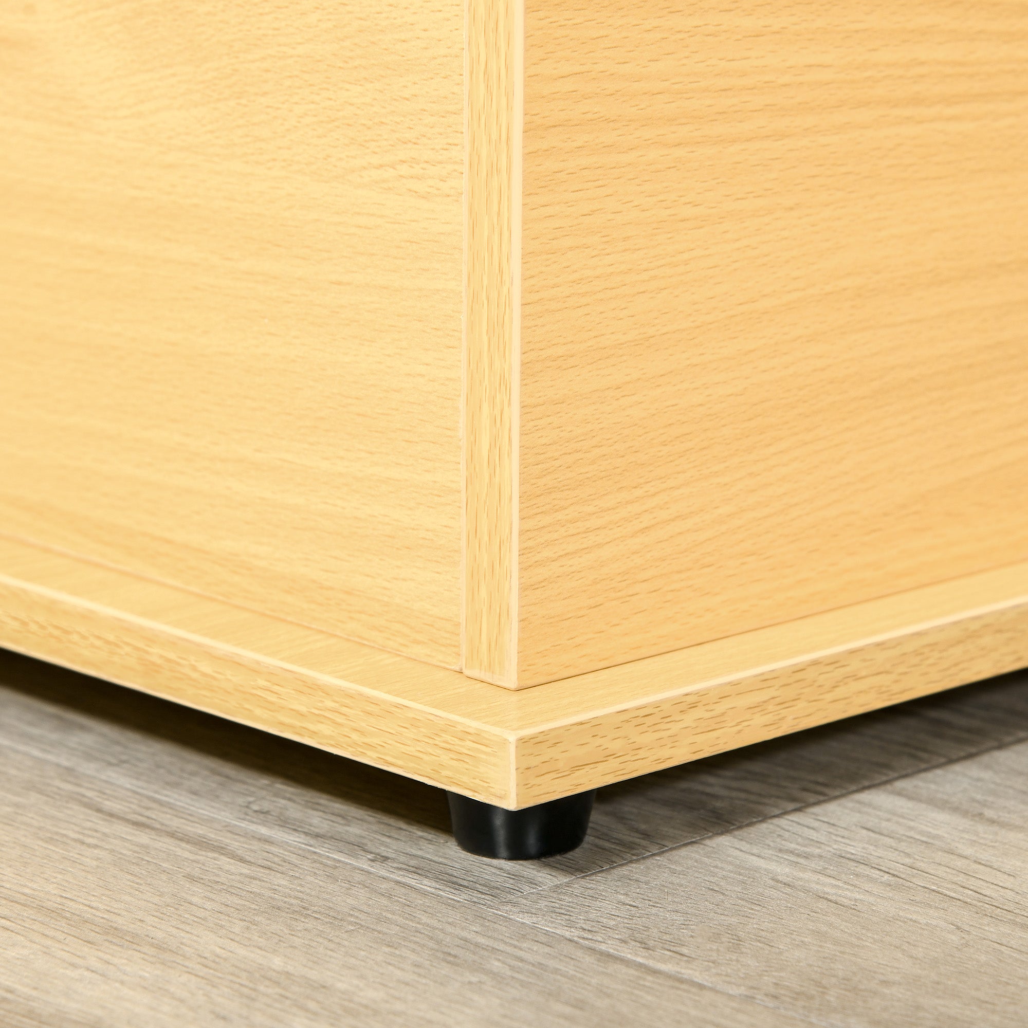 HOMCOM Wooden Storage Box Clothes Toy Chest Bench Seat Ottoman Bedding Blanket Trunk Container with Lid - Burlywood - North Peak Garden Furniture