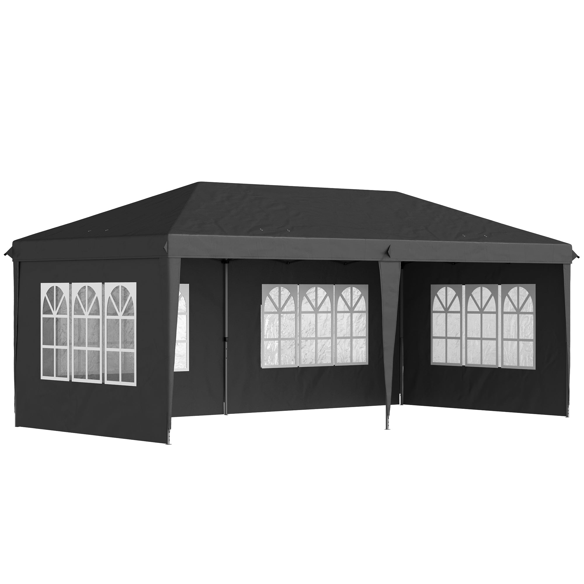 Outsunny 3 x 6m Pop-Up Gazebo, with Removable Walls - Black - North Peak Garden Furniture
