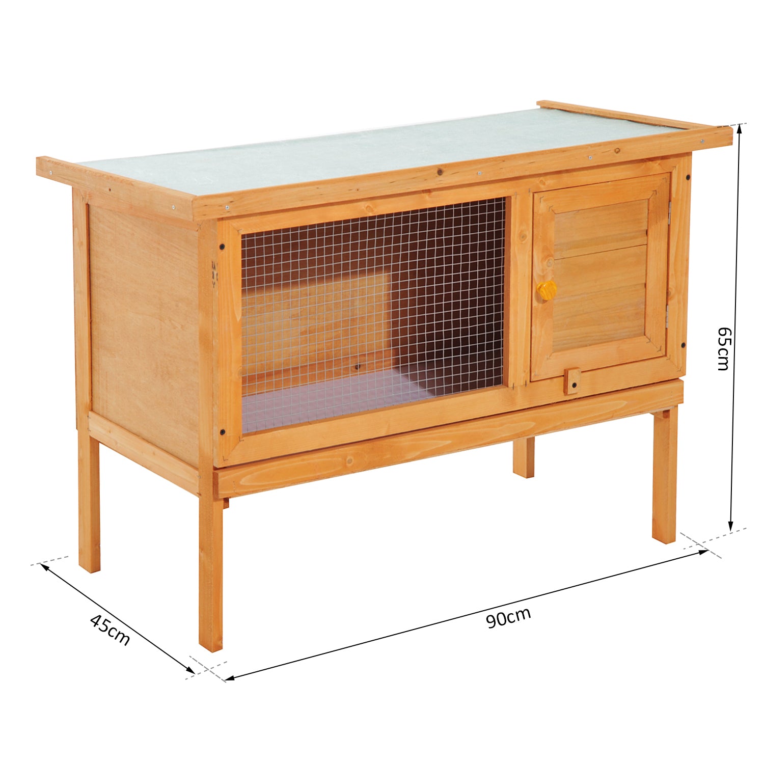 Pawhut Guinea Pigs Hutches,90Lx45Wx65H cm-Fir Wood