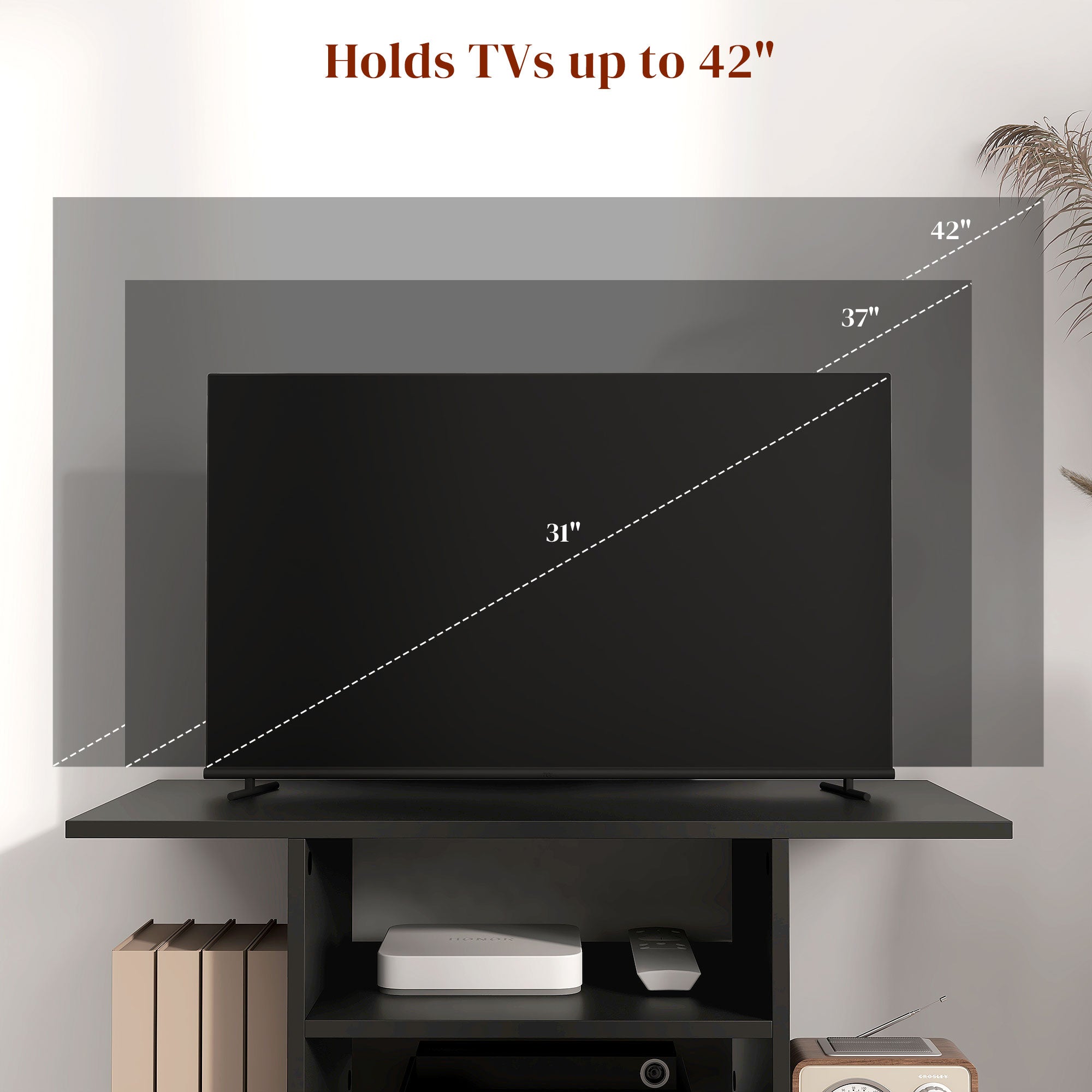 HOMCOM Modern TV Cabinet Stand Storage Shelves Table Mobile Bedroom Furniture Bookshelf Bookcase Black - North Peak Garden Furniture