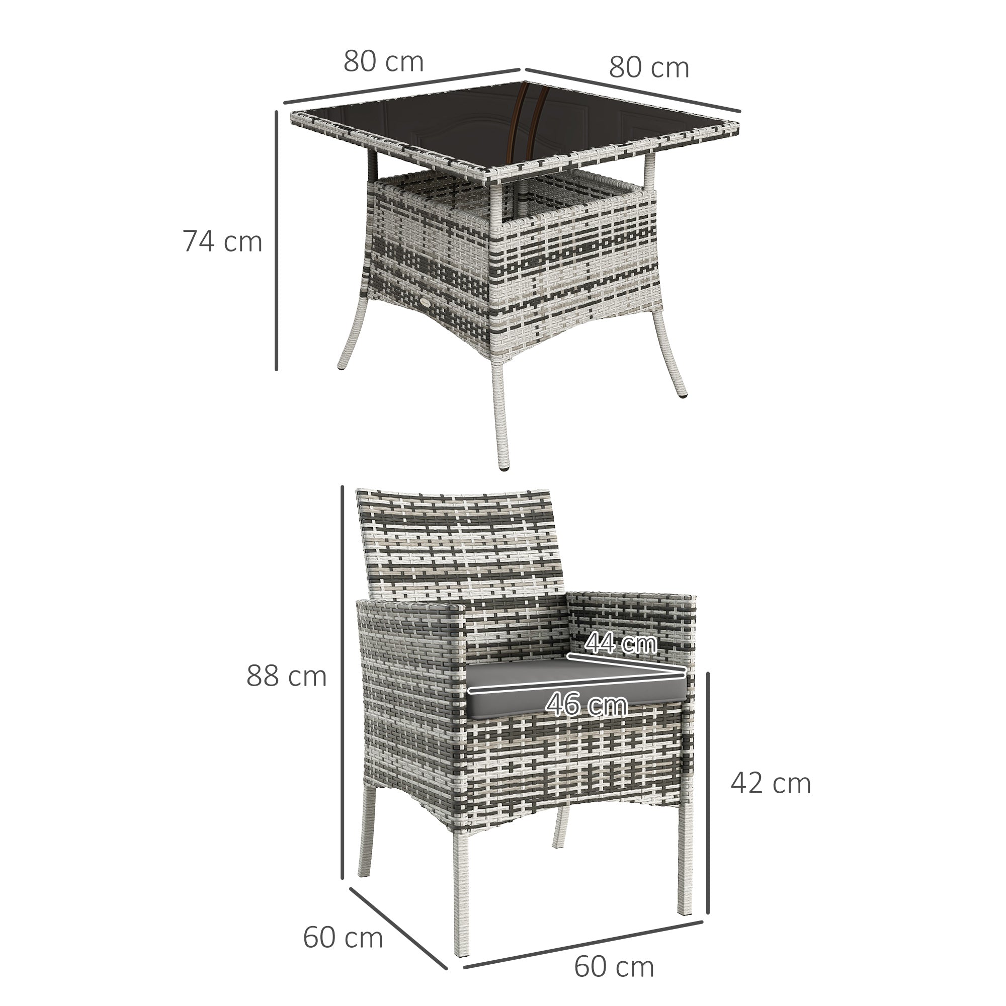 Outsunny Five-Pieces Rattan Dining Set