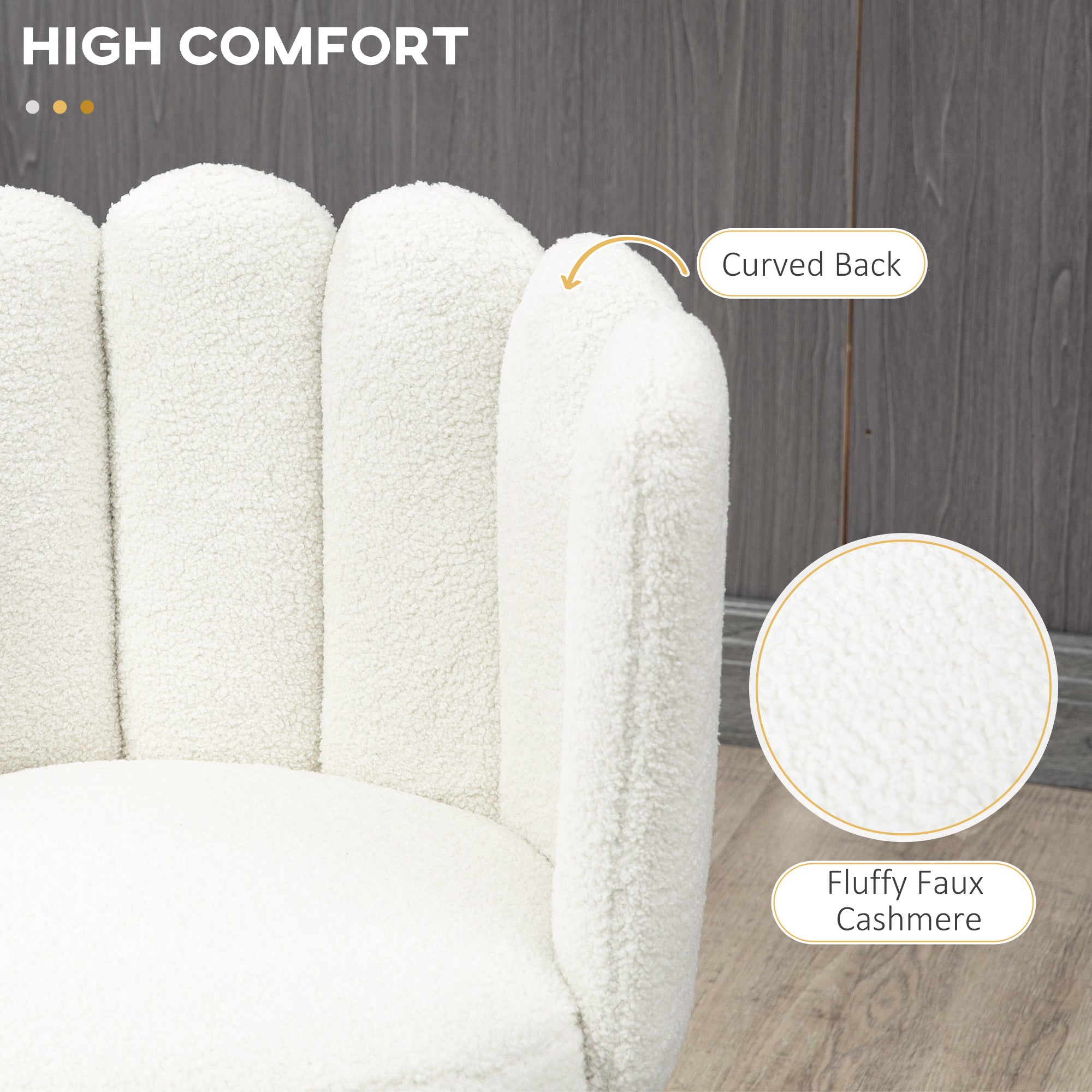HOMCOM Bar Stools Set of 2, Faux Cashmere Upholstered Breakfast Bar Chairs, Modern Kitchen Stools with Backs, Footrest and Steel Base, Cream - North Peak Garden Furniture
