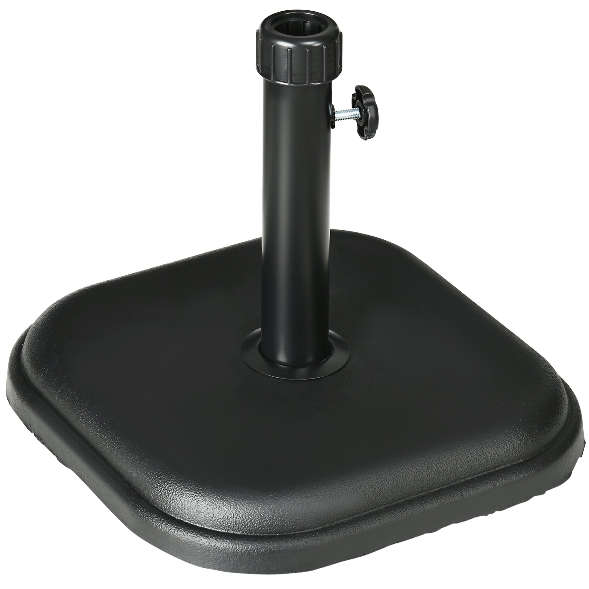 Outsunny 11kg Concrete Garden Parasol Base Holder, Square Outdoor Table Umbrella Stand Weight, Black - North Peak Garden Furniture