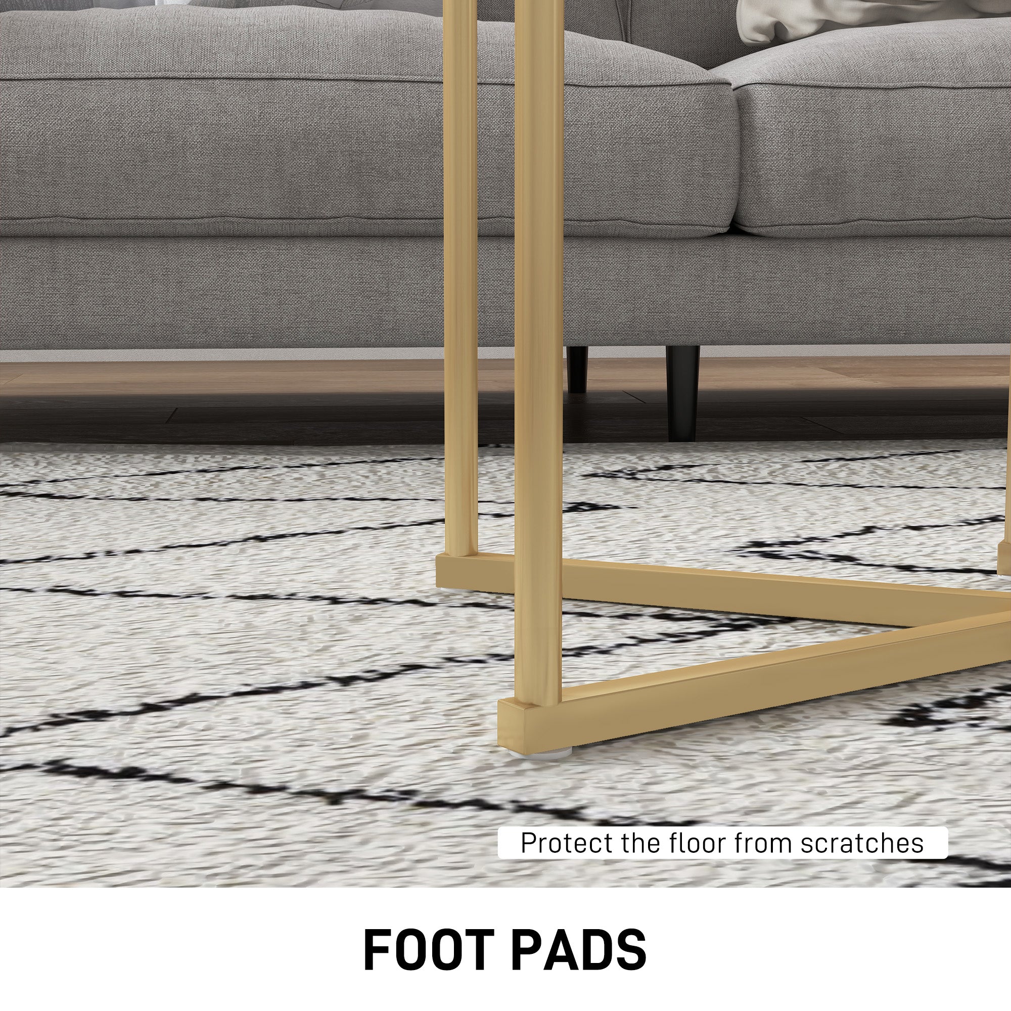 HOMCOM Set of Two Marble-Effect Nest of Tables - White/Gold-Tone - North Peak Garden Furniture