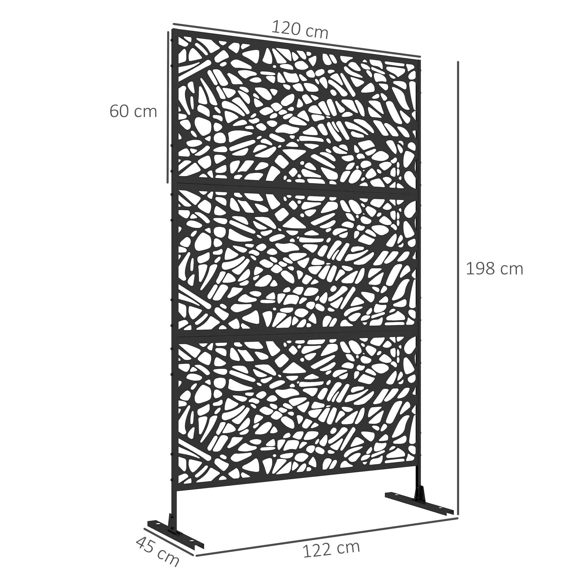 Outsunny Metal Decorative Privacy Screen Outdoor Divider, Black Twisted Lines - North Peak Garden Furniture