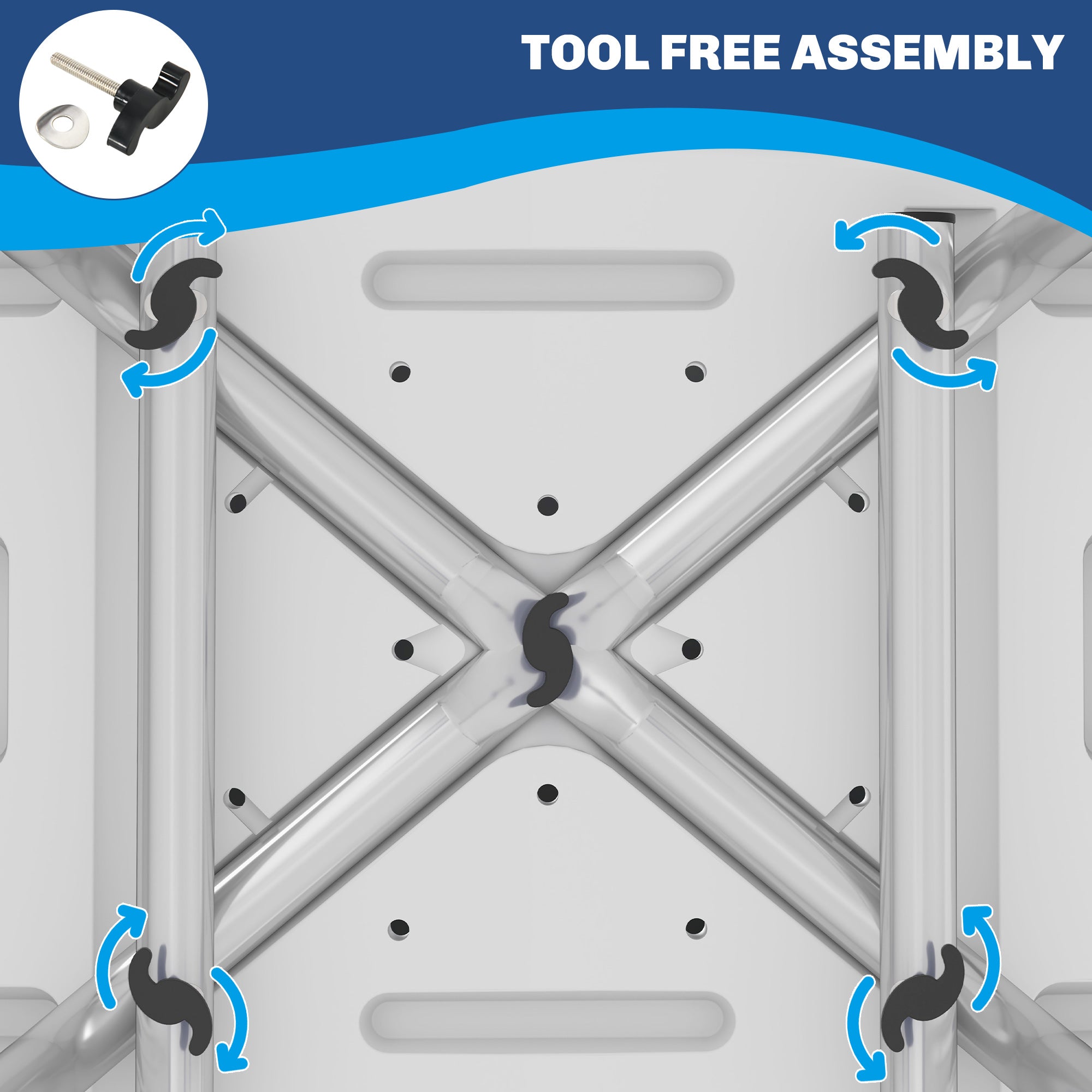 HOMCOM Shower Stool with Backrest, Height Adjustable Shower Chair with Anti-slip Foot Pads, Shower Head Holder, Light Blue - North Peak Garden Furniture