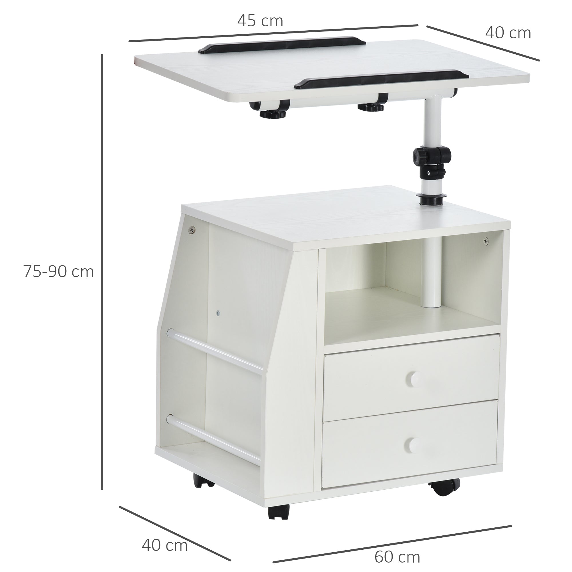 HOMCOM Functional Swivel Bedside Table End Table Side Table for Living Room Nightstand for Bedroom - North Peak Garden Furniture
