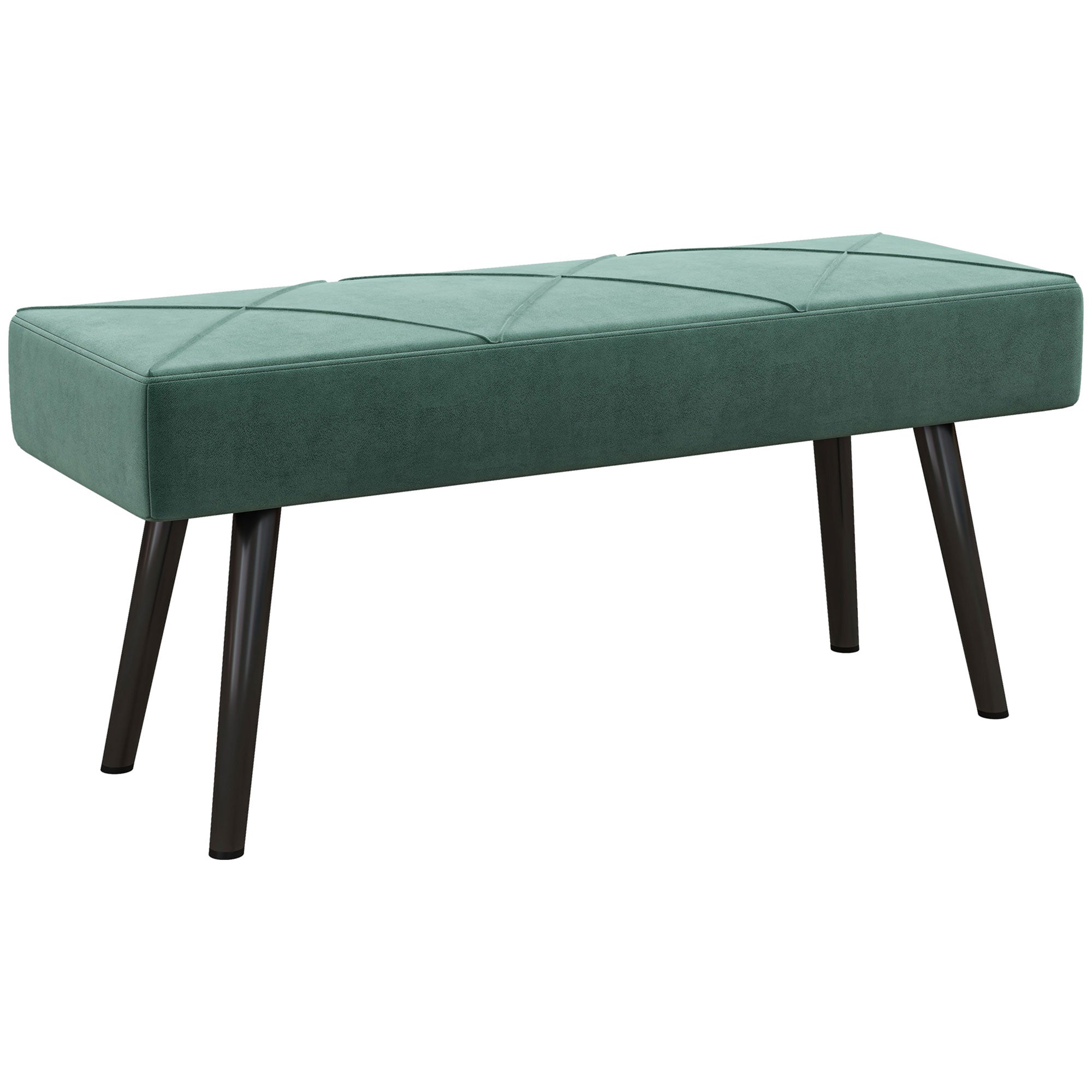 HOMCOM End of Bed Bench with X-Shape Design and Steel Legs, Upholstered Hallway Bench for Bedroom, Green - North Peak Garden Furniture