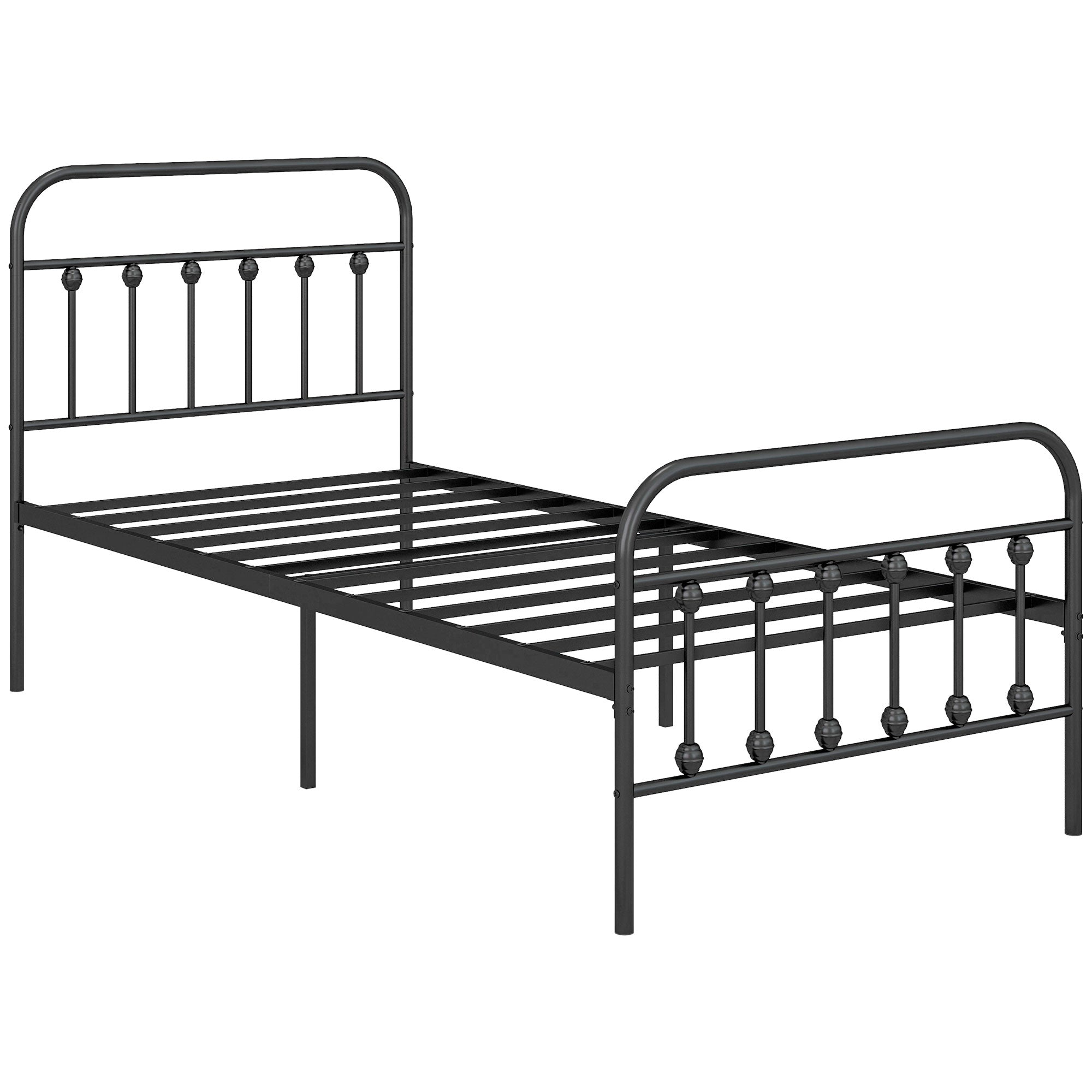 HOMCOM Single Minimalistic Metal Bed Frame - Black - North Peak Garden Furniture