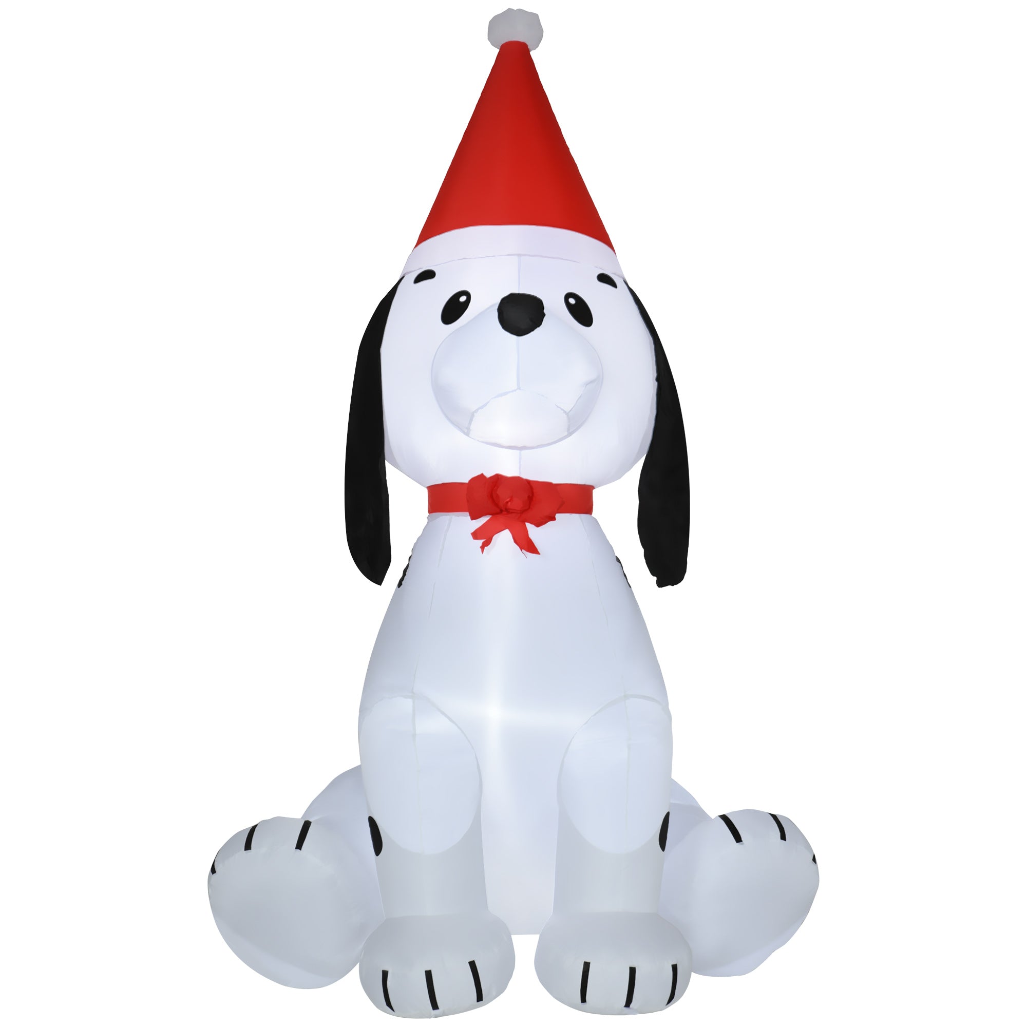 HOMCOM 6ft Inflatable Christmas Puppy Dog Wearing Santa Hat Lighted Outdoor Decoration Blow Up Decor for Holiday Indoor - North Peak Garden Furniture