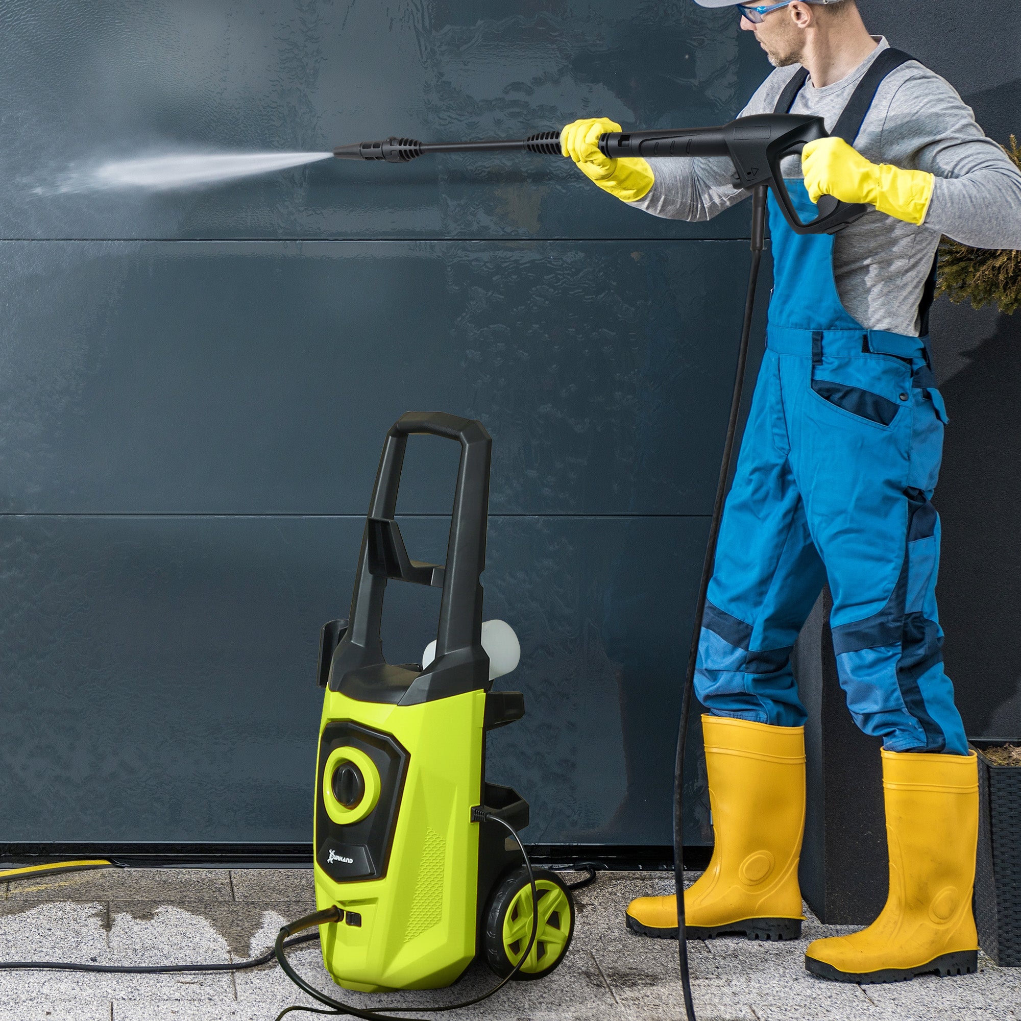 DURHAND 1800W High Pressure Washer, 150 Bar Pressure, 510 L/h Flow, High-Performance Portable Power Washer Jet Wash Cleaner with 6M Hose, Snow Foam Bottle for Garden, Car, Furniture, Green