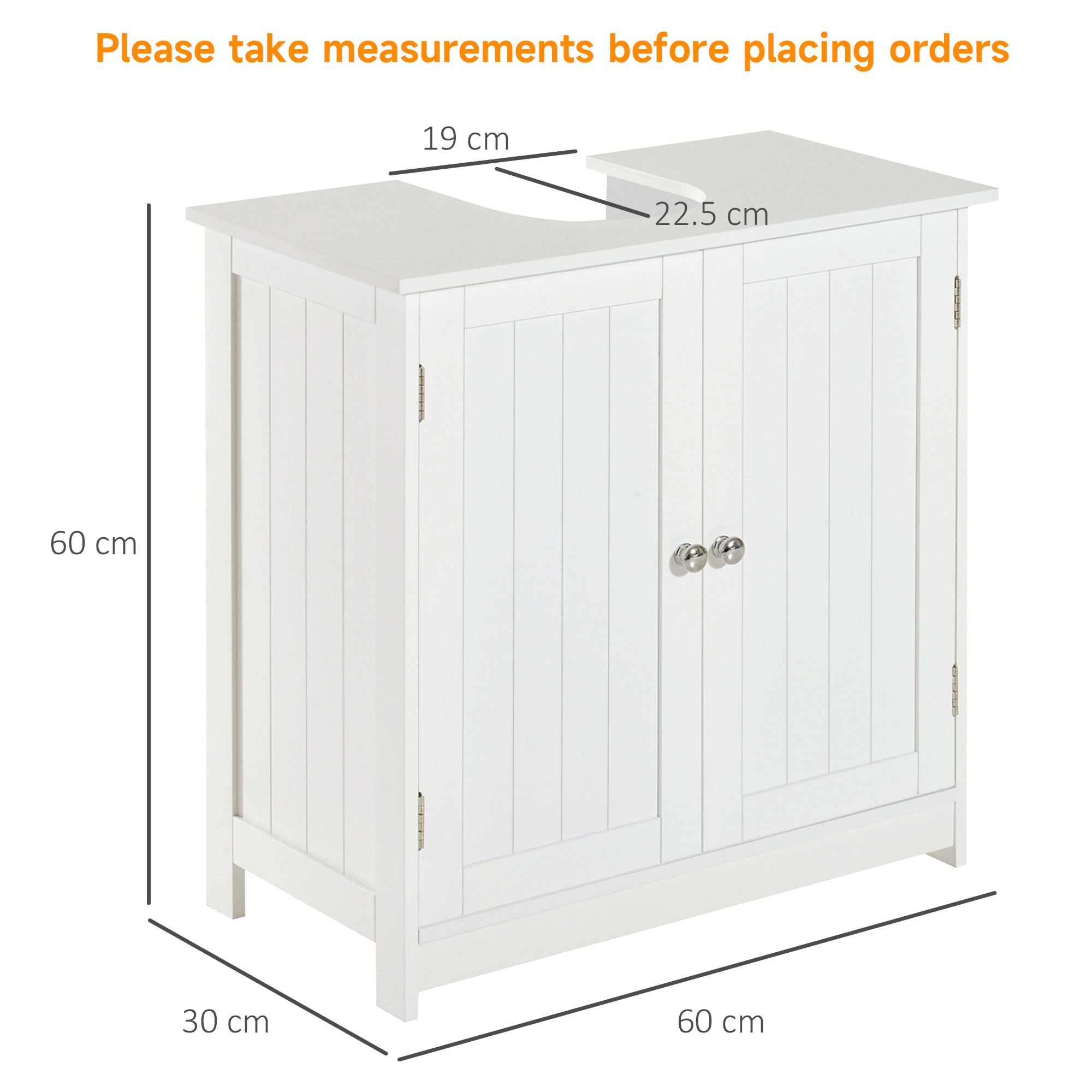 HOMCOM Under Sink Bathroom Storage Cabinet 2 Layers Vanity Unit Wooden - White - North Peak Garden Furniture