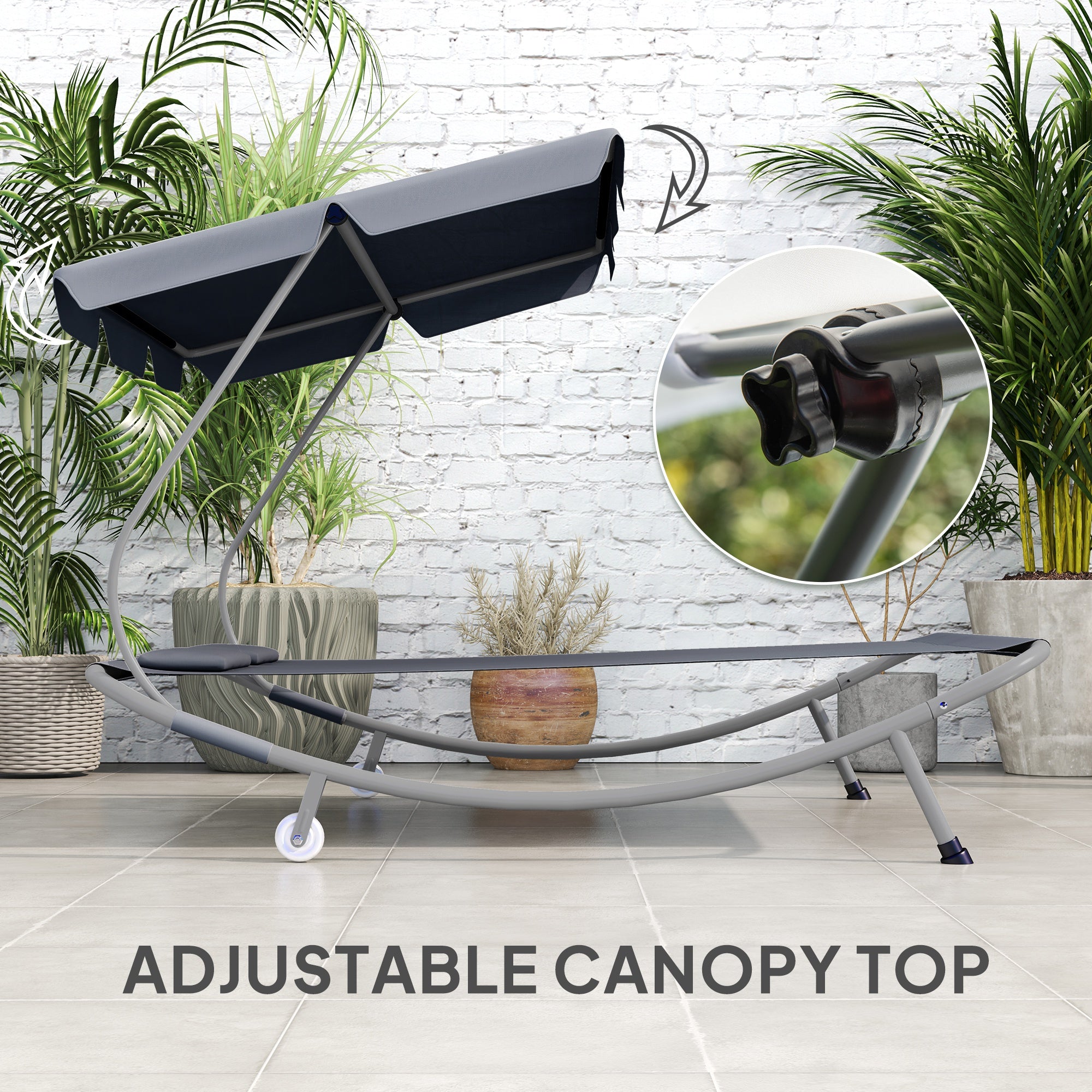 Outsunny Double Outdoor Bed, with Canopy - Light Grey - North Peak Garden Furniture