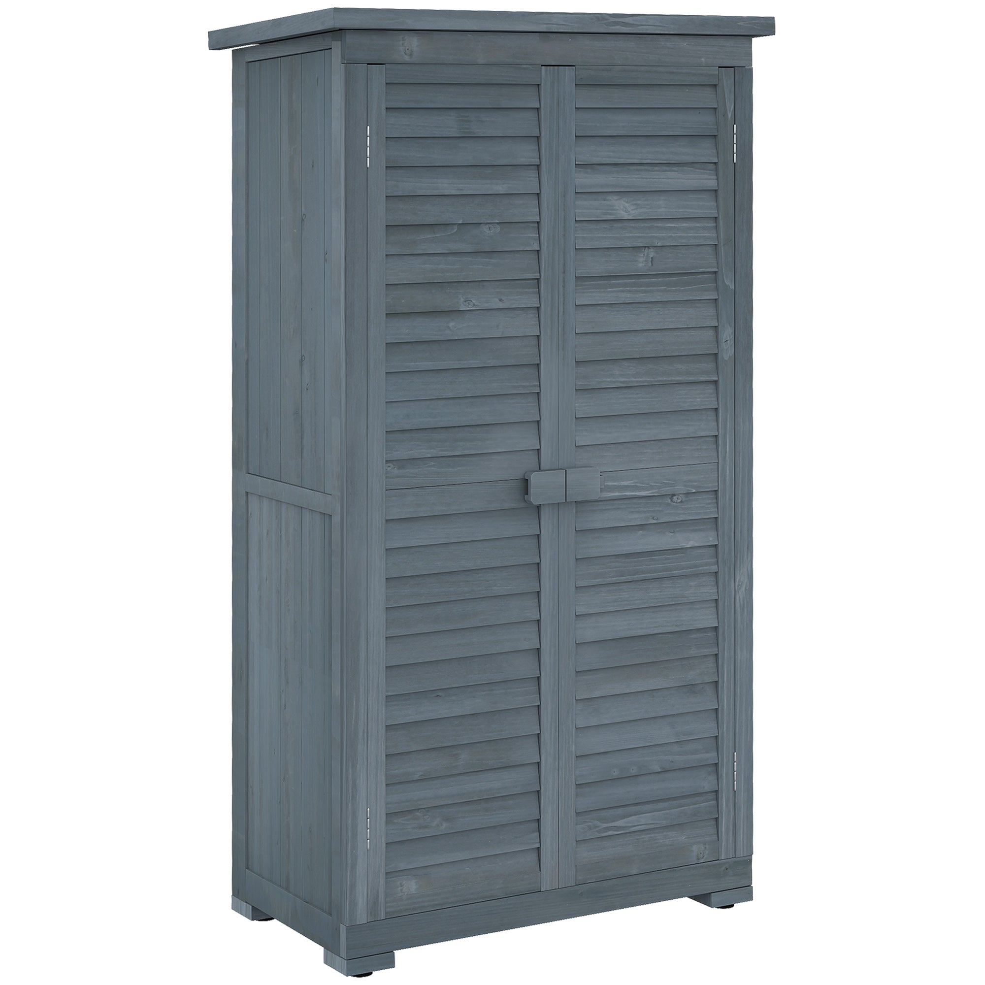 Outsunny 39.5 x 79cm Fir Wood Garden Shed - Grey - North Peak Garden Furniture