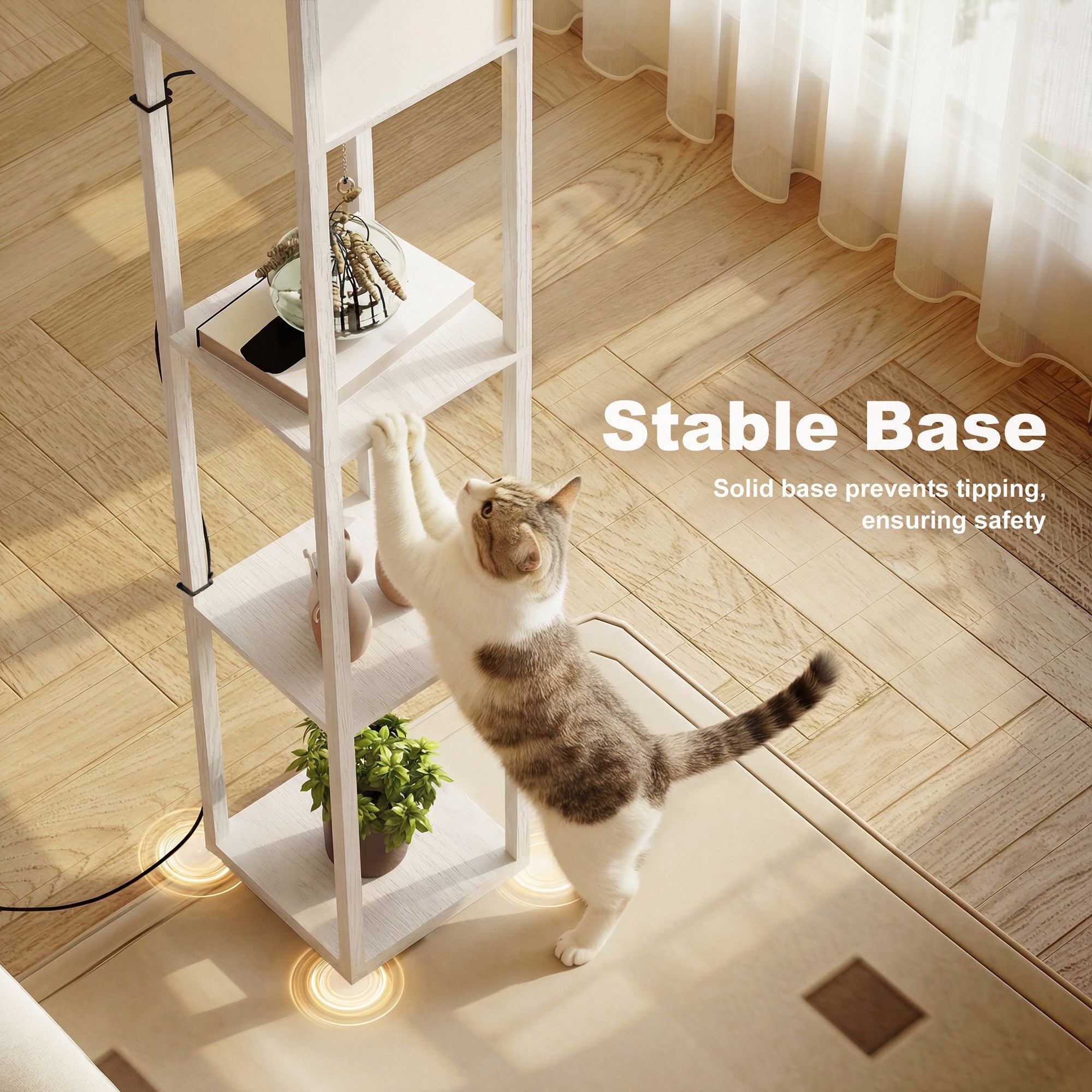 HOMCOM 3-Tier Floor Lamp, Floor Light with Storage Shelf, Reading Standing Lamp for Living Room, Bedroom, Kitchen, Dining Room, Office, Dorm, 160cm, White