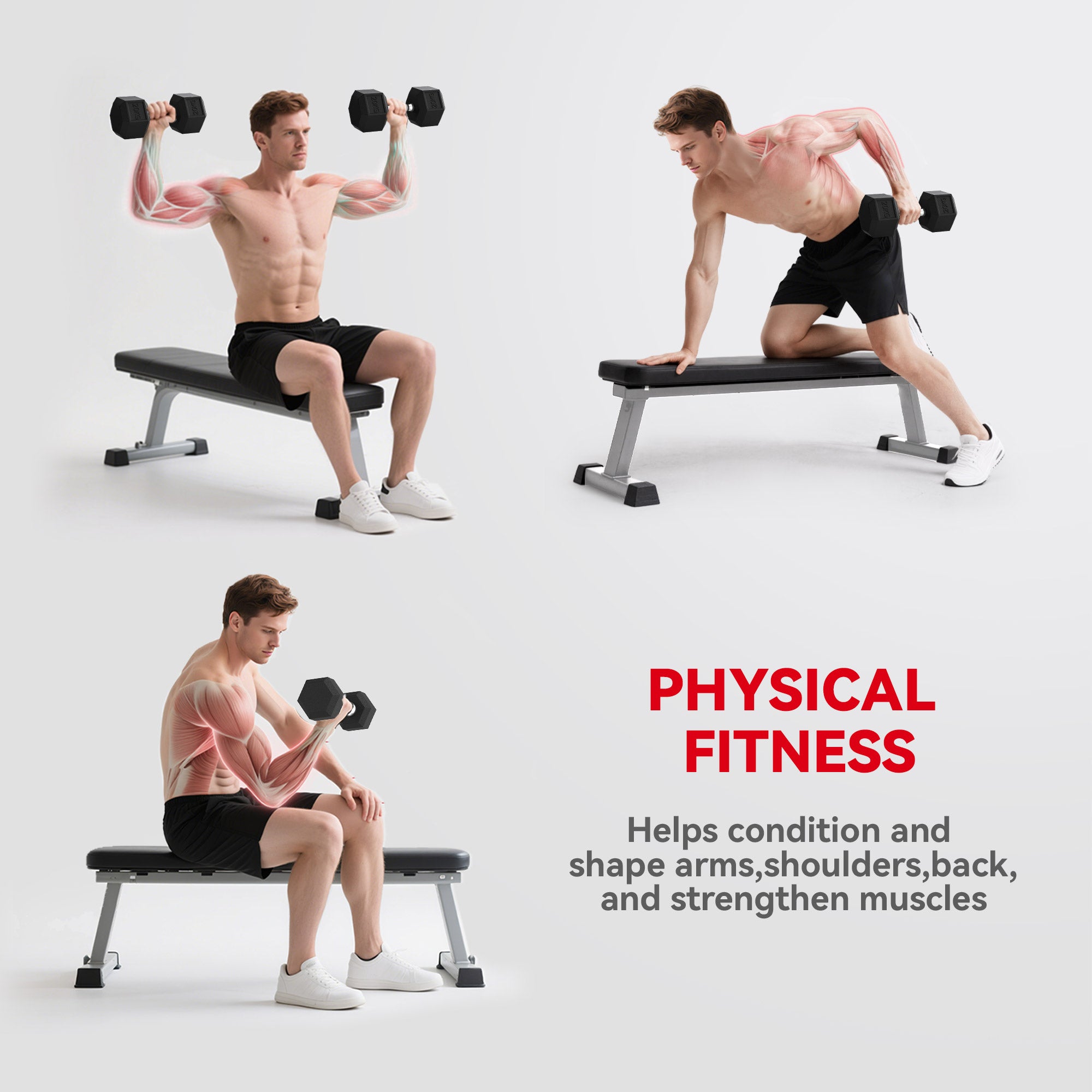 HOMCOM 40KG Rubber Hex Dumbbell Portable Hand Weights Dumbbell Home Gym