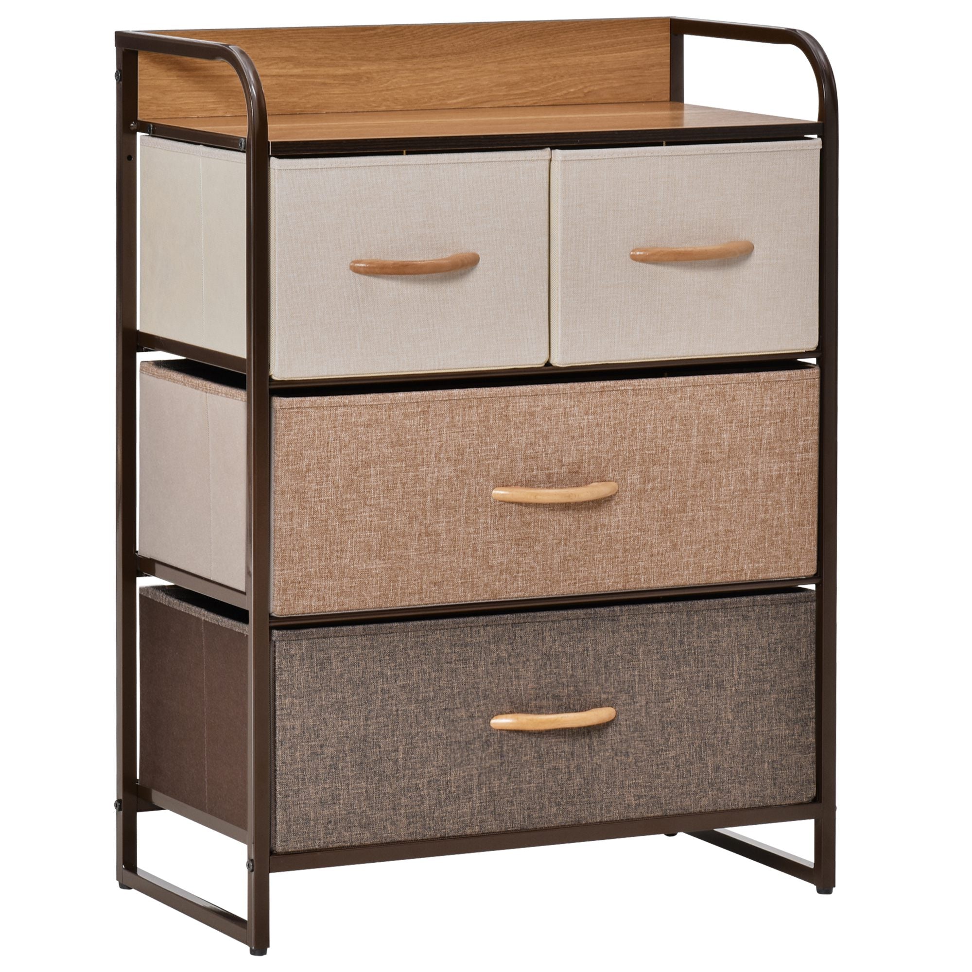 HOMCOM 4-Drawer Dresser, 3-Tier Storage Organizer, Tower Unit for Bedroom Hallway Closets with Steel Frame Wooden Top - North Peak Garden Furniture