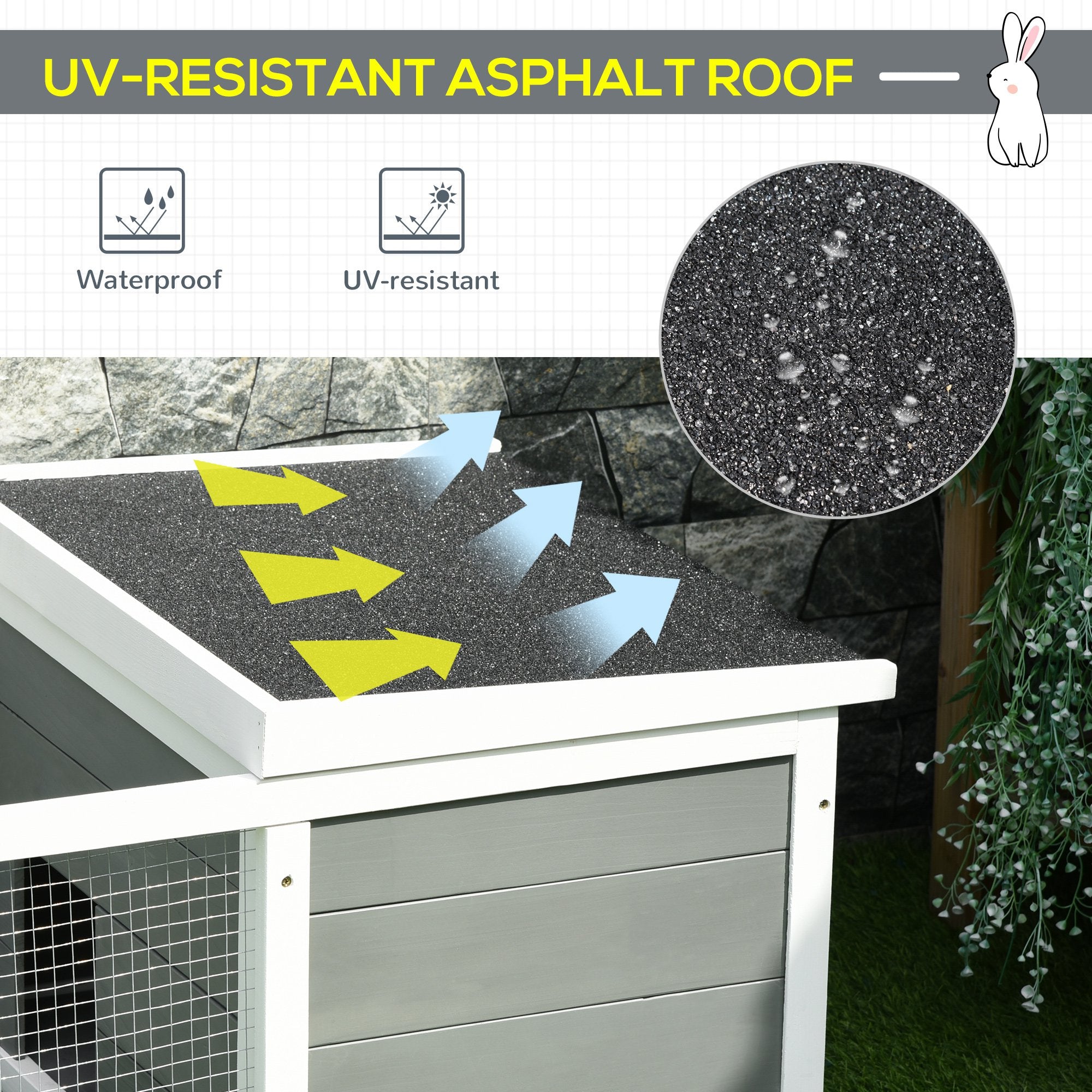 PawHut Guinea Pigs Hutches Small Guinea Pigs Hutches Pet Run Cover, with Water-resistant Asphalt Roof - North Peak Garden Furniture