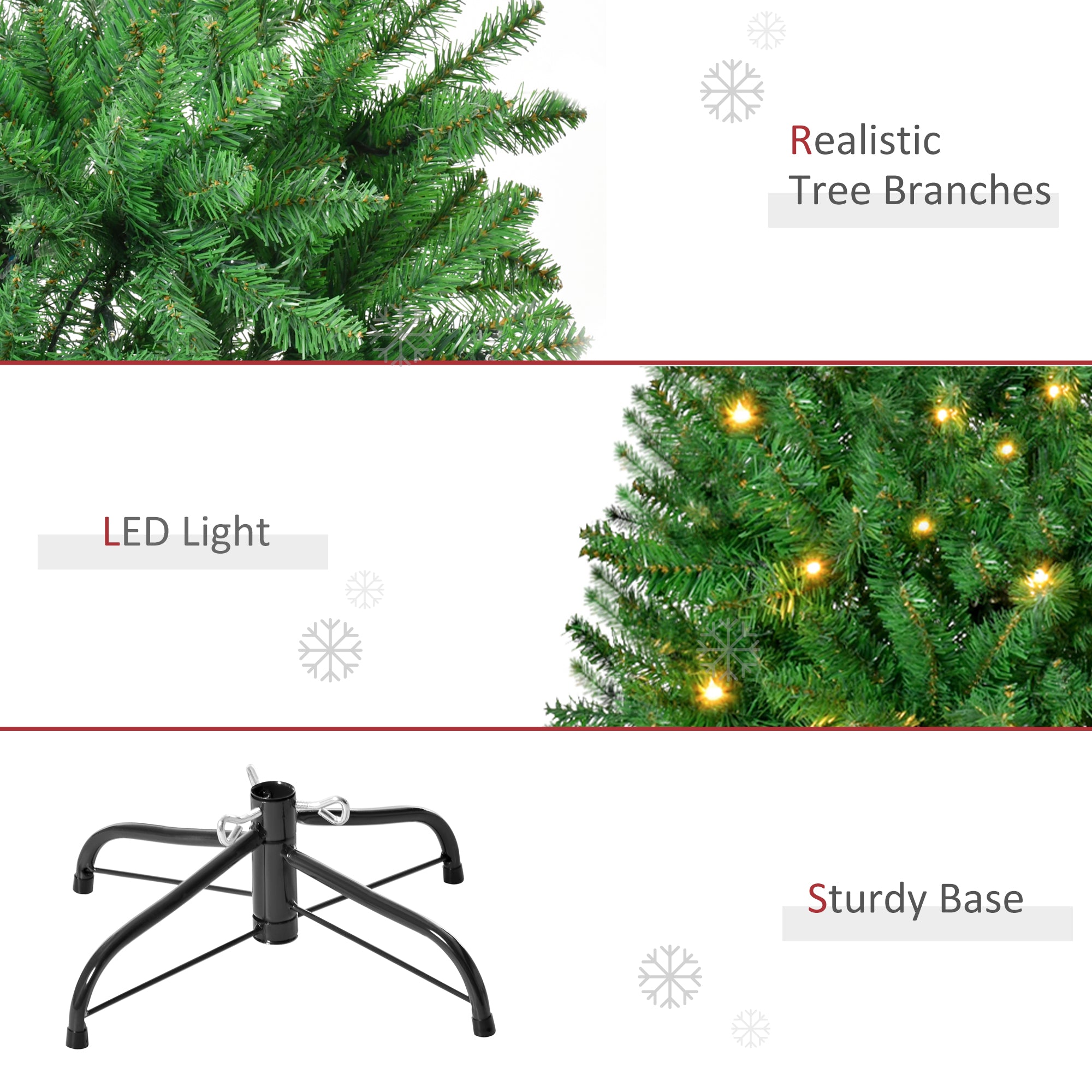 HOMCOM 5FT Christmas Tree Warm White LED Light Holiday Home Decoration, Green - North Peak Garden Furniture