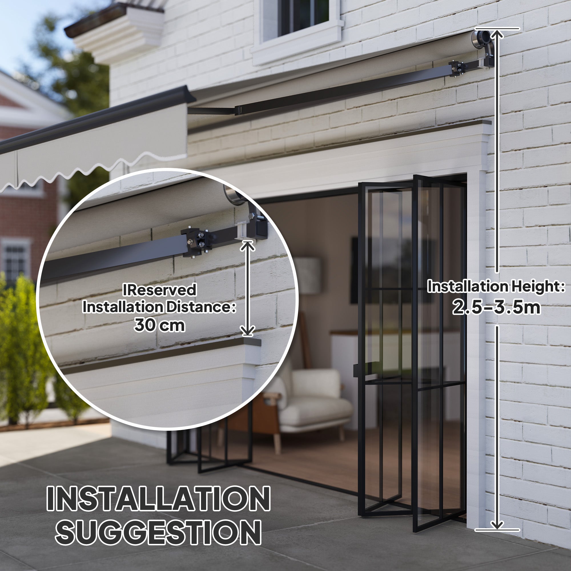 Outsunny 3.5 x 3(m) Electric Awning with Remote Controller, Aluminium Frame DIY Retractable Awning, UV30+ Sun Shade Canopy for Garden Patio Deck Door Window, Light Grey - North Peak Garden Furniture
