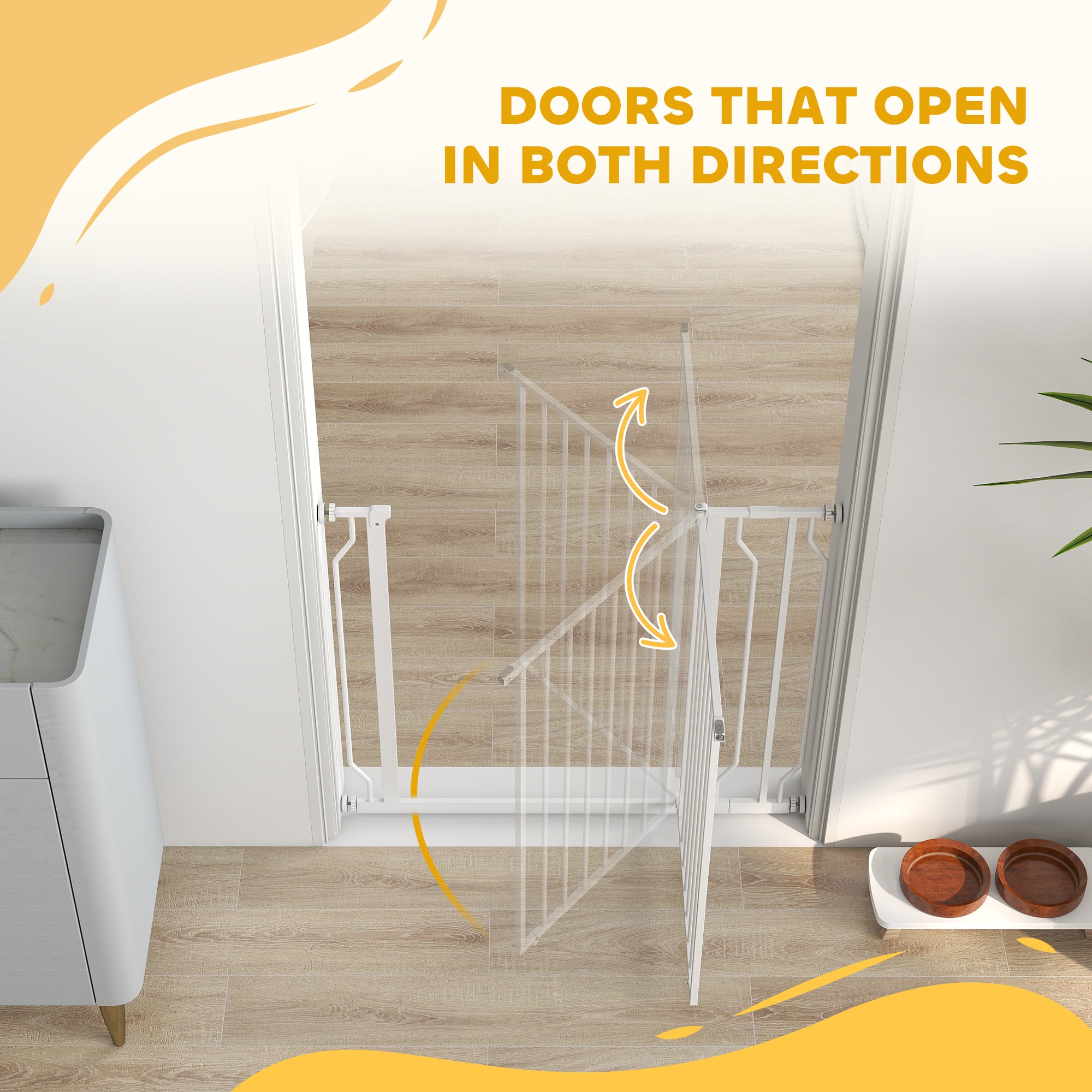 PawHut Wide Dog Safety Gate, with Door Pressure, for Doorways, Hallways, Staircases - White - North Peak Garden Furniture