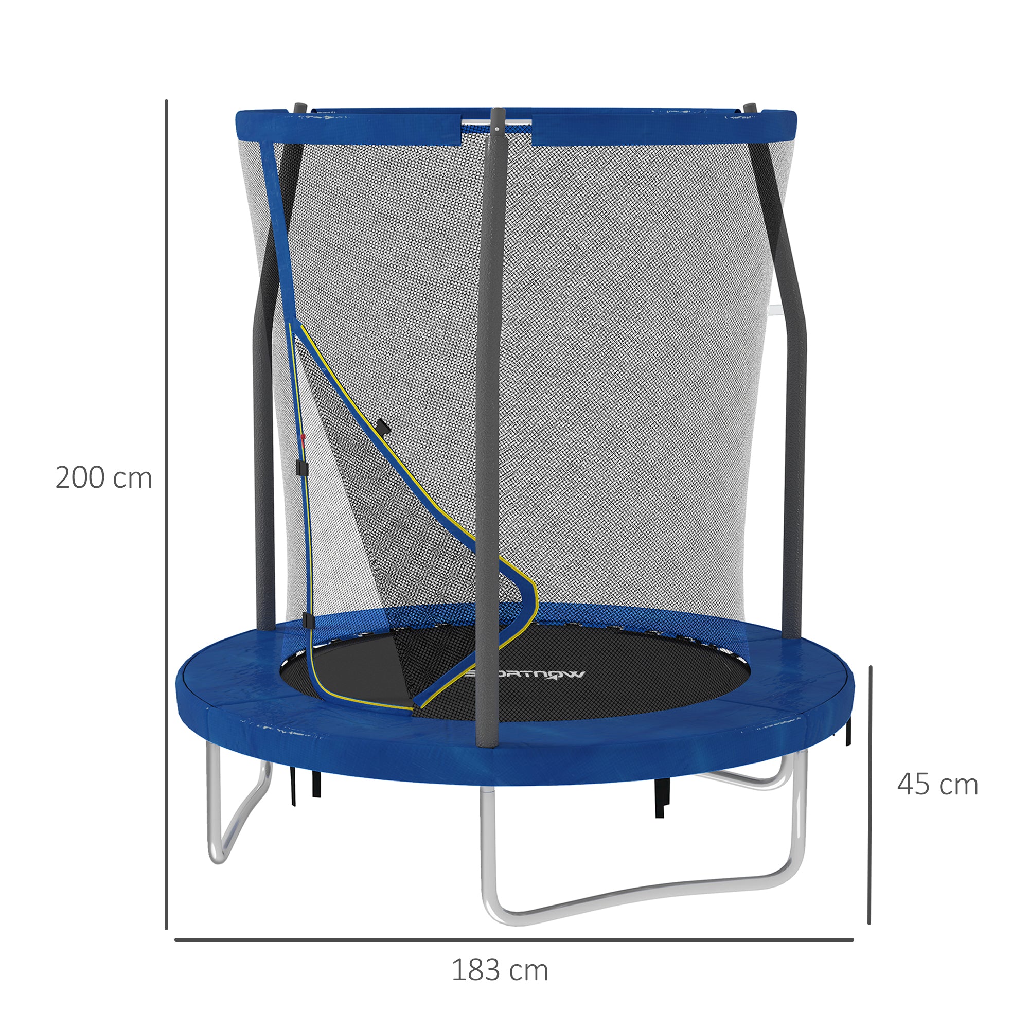 SPORTNOW 6ft Trampoline with Safety Enclosure Net, Steel Frame Outdoor Trampoline, Jumping Mat with Edge Safety Cover for Fitness, Blue - North Peak Garden Furniture