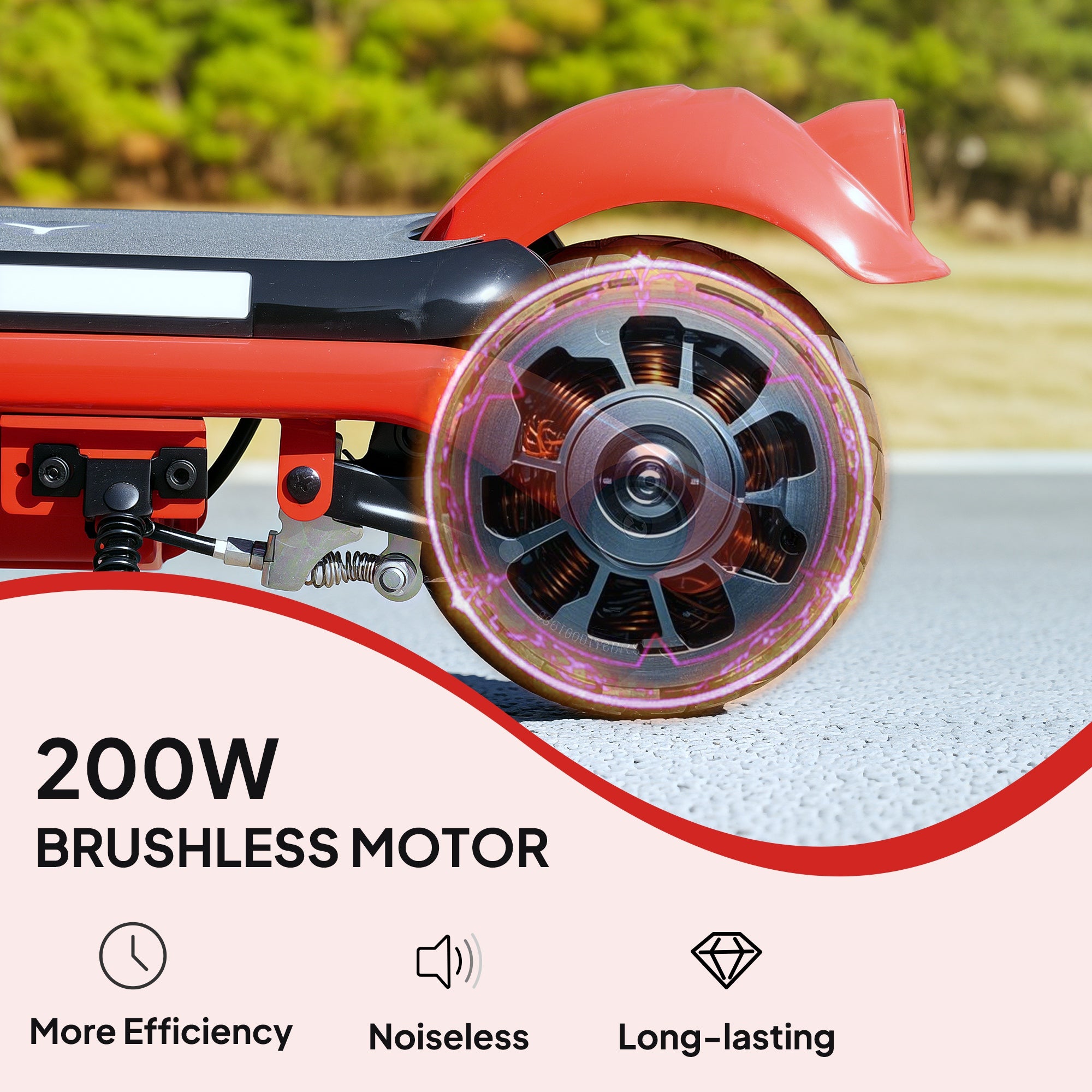 AIYAPLAY Electric Scooter for Kids Ages 6-14, with Dual Brakes, Flash Wheel and Colourful Light, Kids Electric Scooter E Scooter, Up to 12 KM/H & 10 KM, Red - North Peak Garden Furniture
