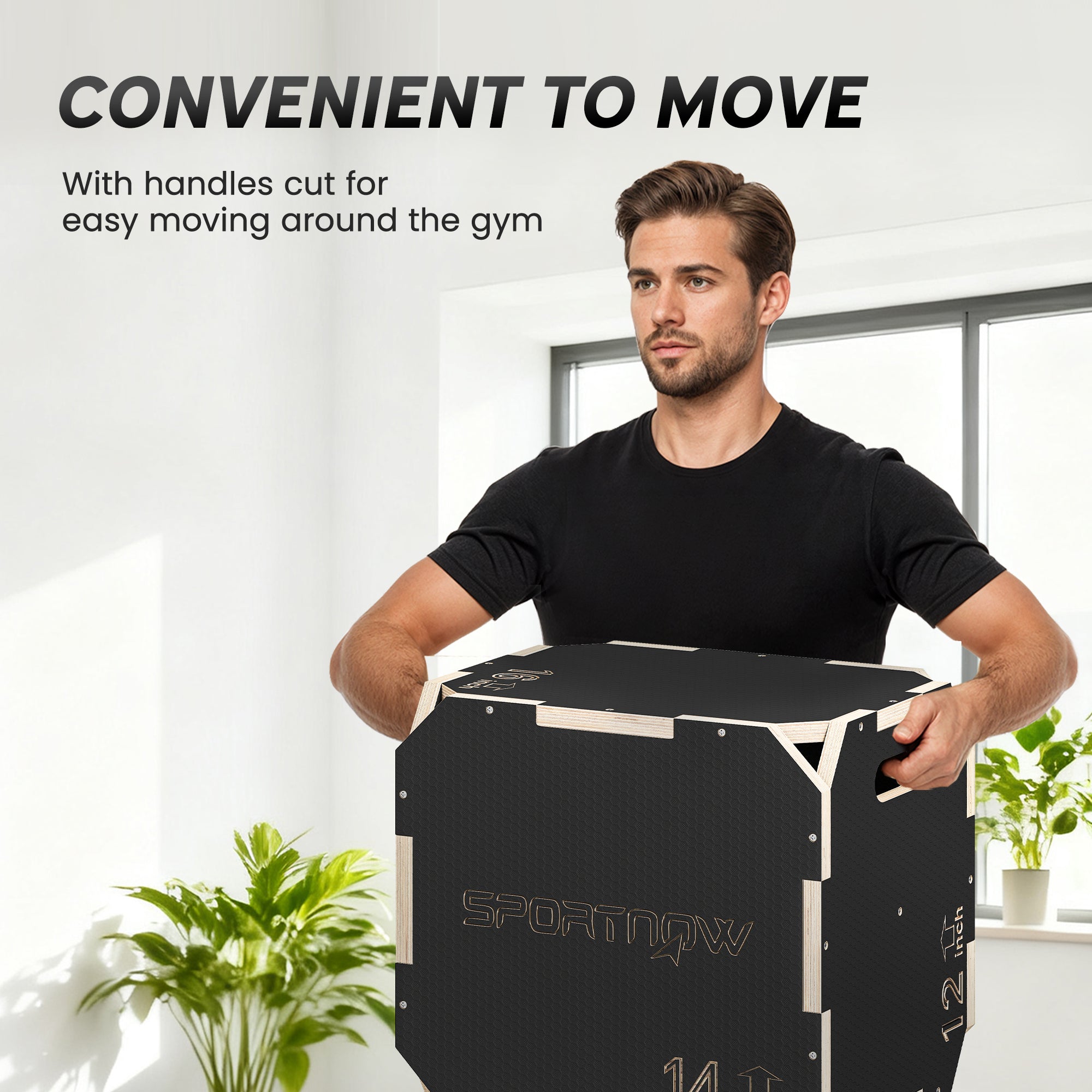 SPORTNOW Non-Slip Plyo Box, Corner-free Wooden Jump Box, 31 x 36 x 41 cm