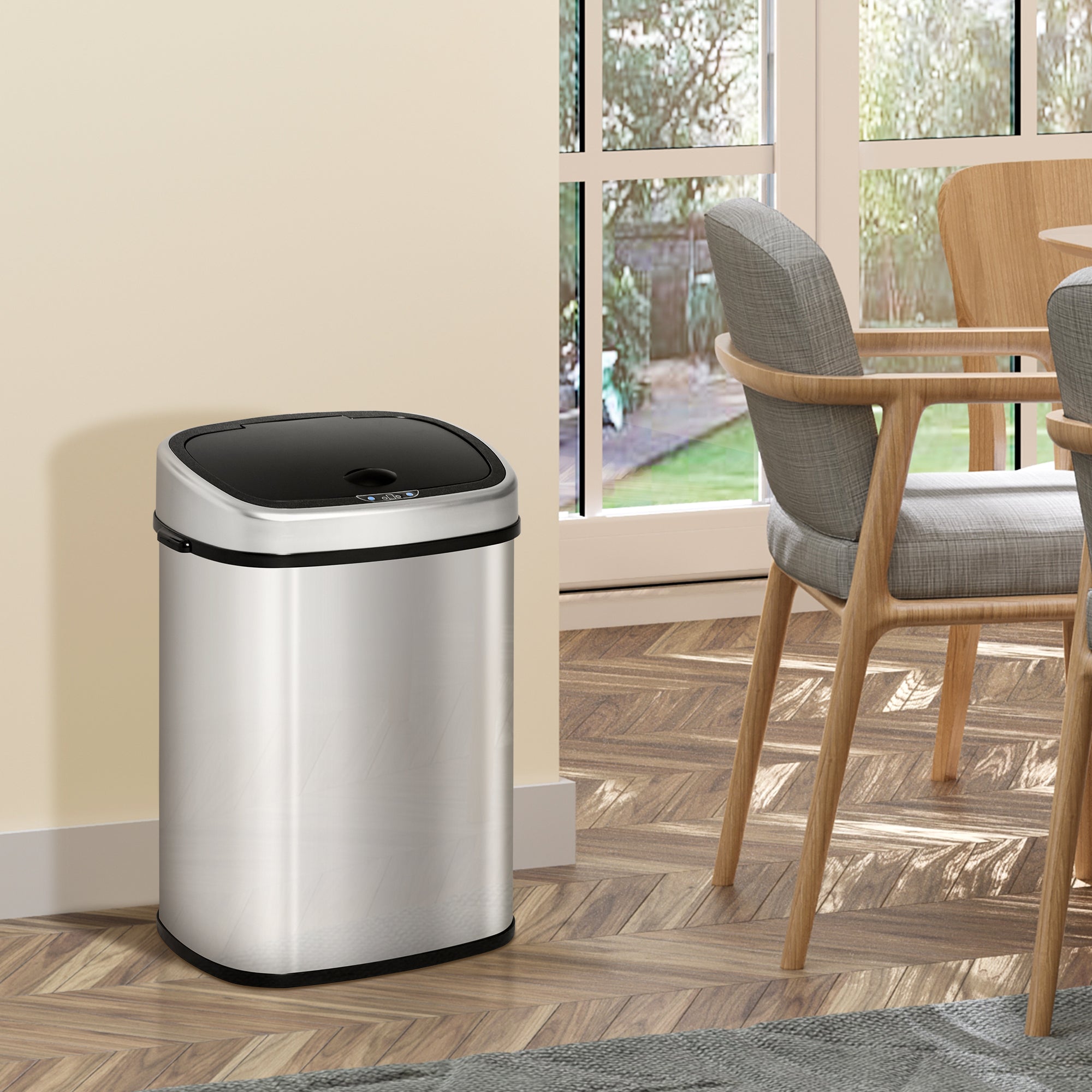 HOMCOM Stainless Steel Kitchen Sensor Dustbin Automatic Touchless Rubbish Garbage Waste Bin 48L Silver - North Peak Garden Furniture