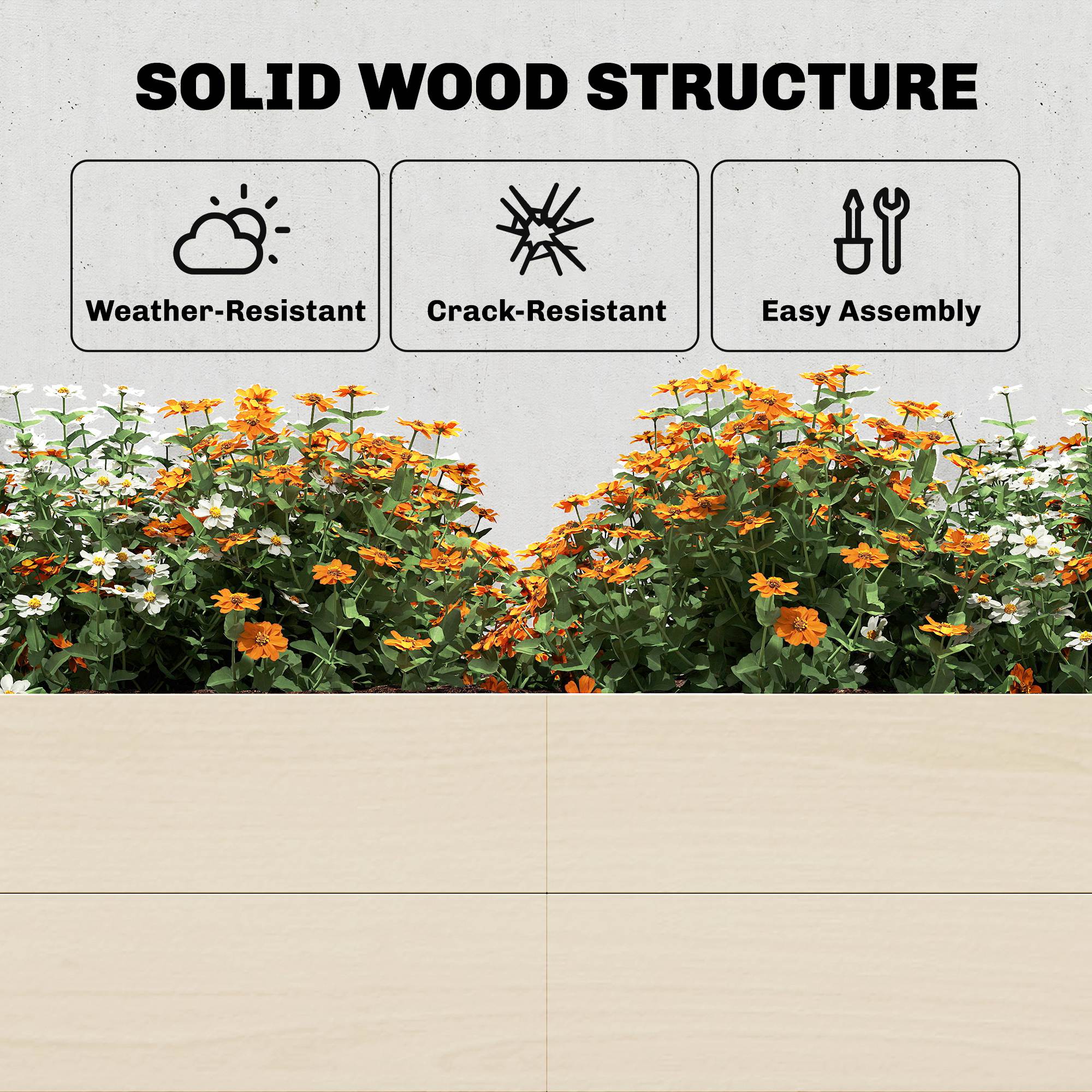 Outsunny Wooden Raised Bed for Garden, 620L Extra Large Raised Garden Bed with Open Bottom, Outdoor Elevated Planter Box