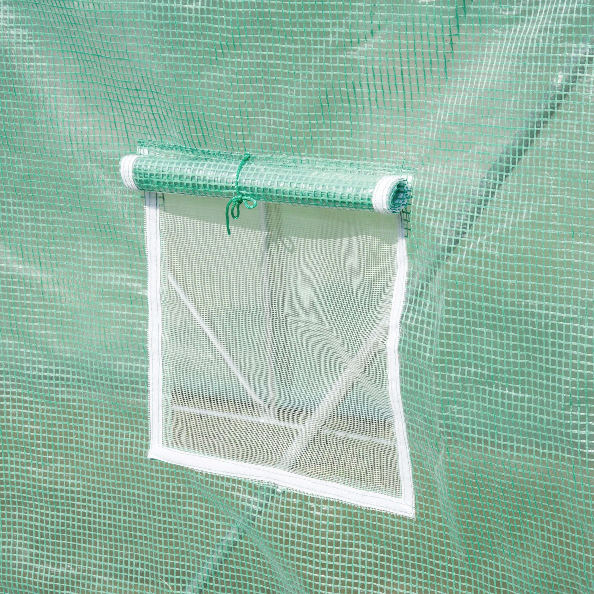 Outsunny Walk-in Polytunnel Greenhouse, Outdoor Garden Tunnel Greenhouse Tent with Zipped Roll-Up Door and 8 Mesh Windows, 6 x 3M - North Peak Garden Furniture