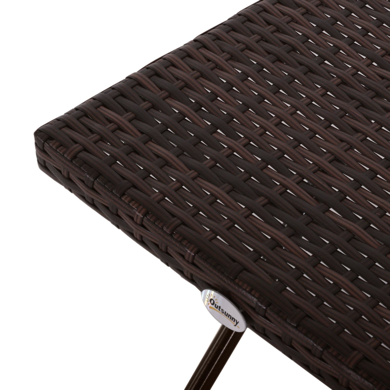 Outsunny Garden Small Folding Square Rattan Coffee Table Bistro Balcony Outdoor Wicker Weave Side Table 40H x 40L x 40Wcm Brown - North Peak Garden Furniture