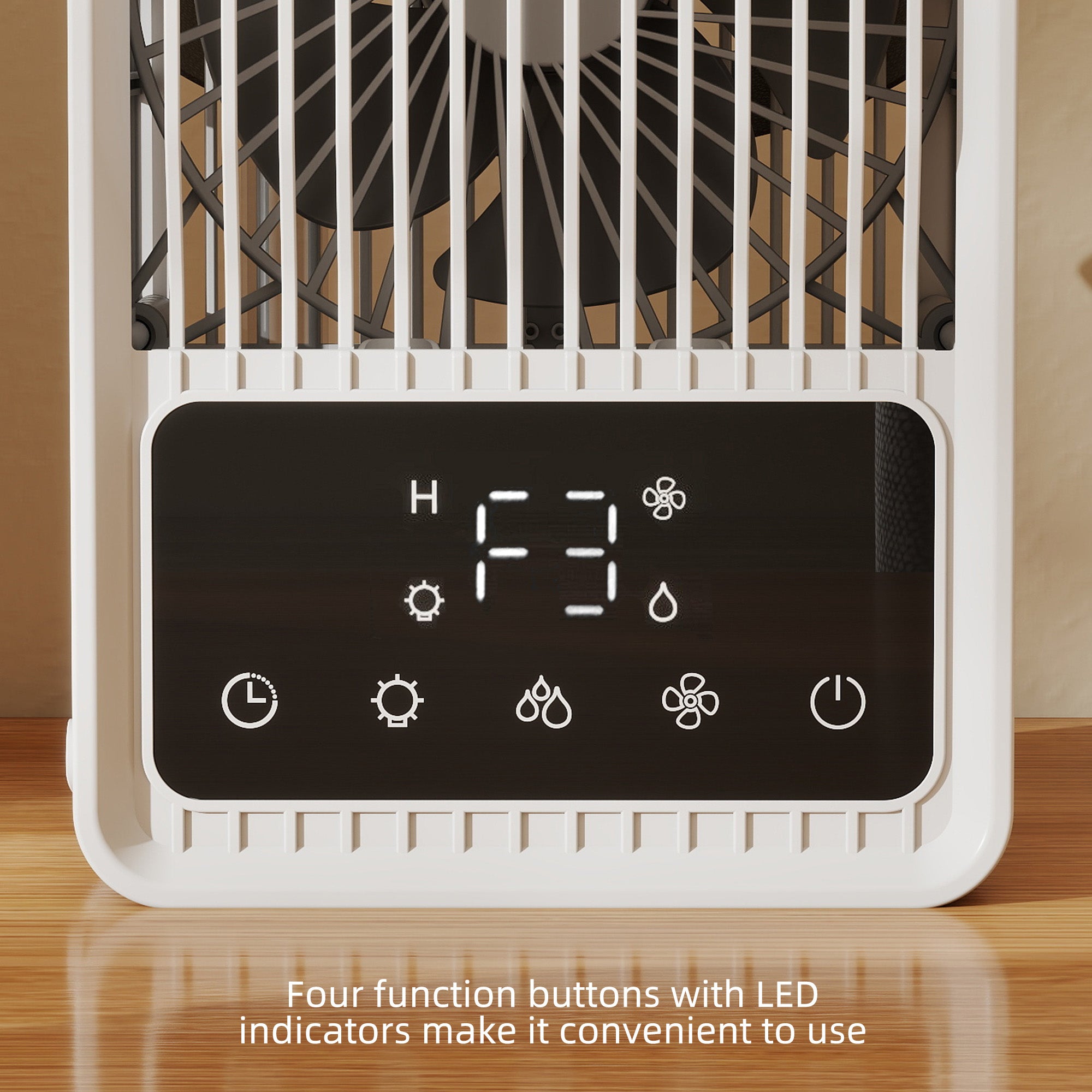 HOMCOM Desk Fan with Humidifier and RGB Light Portable Table Fan with 550ml Water Tank Black