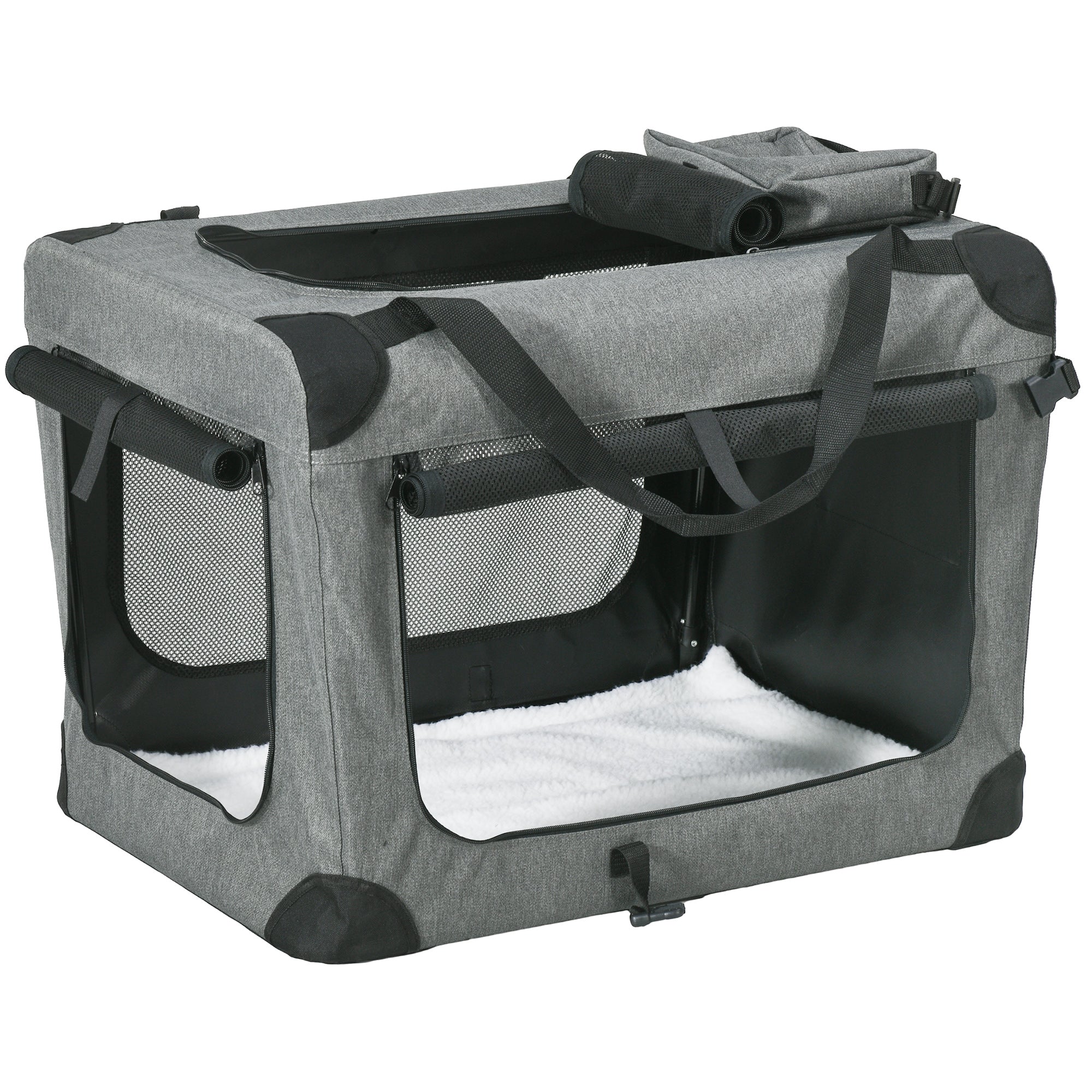 PawHut 70cm Oxford Folding Pet Carrier Bag Grey - North Peak Garden Furniture