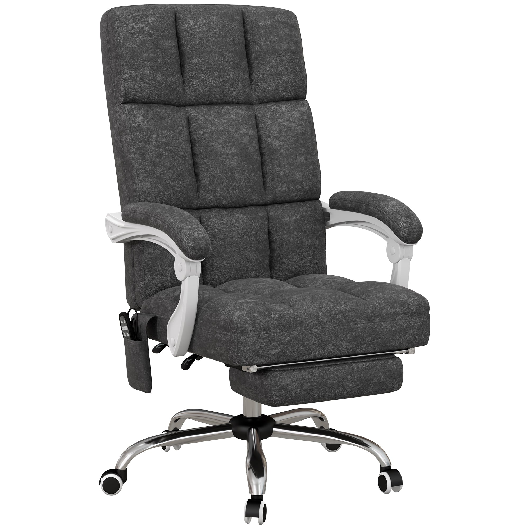 Vinsetto Massage Office Chair, Ergonomic Desk Chair, Comfy Work Study Chair with Heat, Padded Seat, 135° Reclining Back and Footrest for Home Office, Charcoal Grey - North Peak Garden Furniture